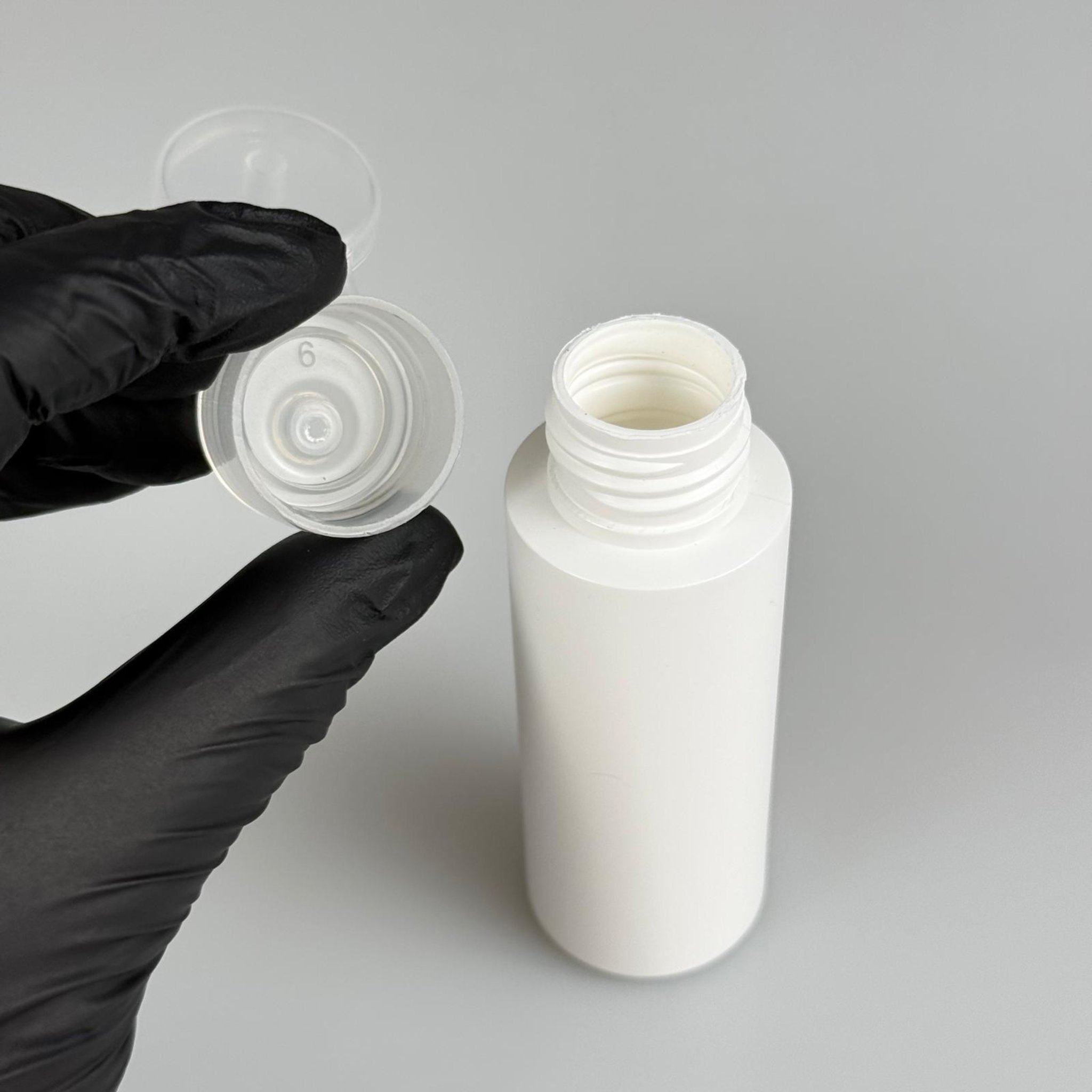 50 CC POLİETİLEN BEYAZ ŞİŞE - ŞEFFAF FLİP-TOP KAPAKLI TAKIM - 50 ML PLASTİK ŞİŞE