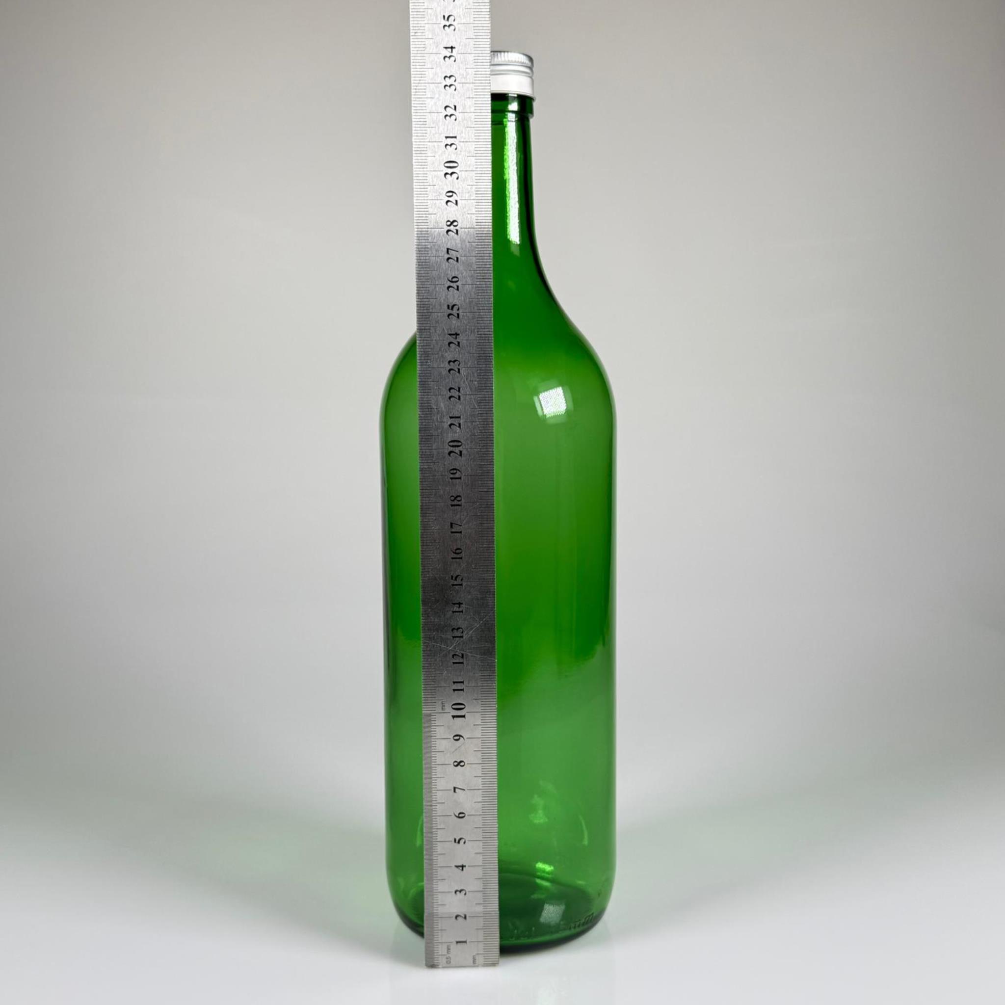 1500 CC YEŞİL CAM ŞİŞE - GÜMÜŞ METAL ALÜMİNYUM KAPAKLI - 1500 ML YAĞ ŞİŞESİ - SİRKE ŞİŞESİ - 1,5 LİTRE CAM ŞİŞE