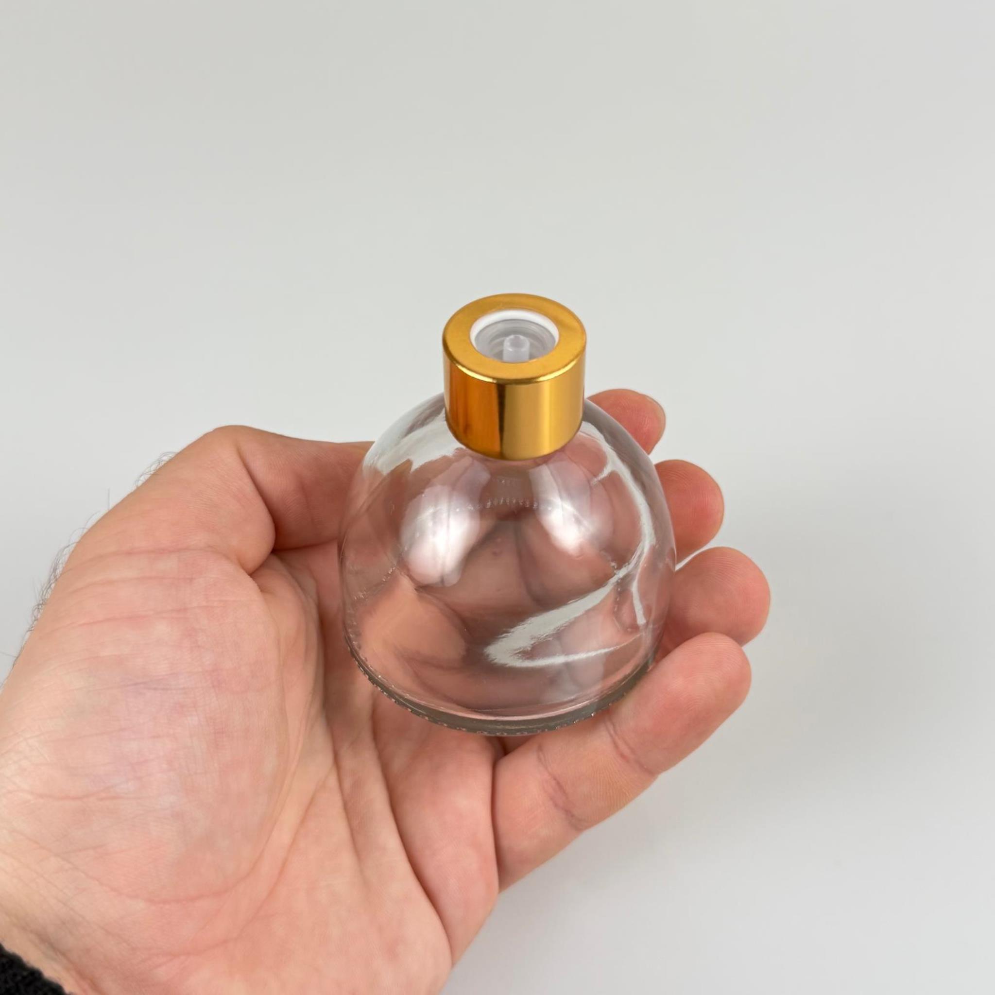 KUBBE MODEL CAM KOLONYA ŞİŞESİ + METAL GOLD KAPAK + TIPA - 50 ML - HEDİYELİK KOLONYA ŞİŞELERİ
