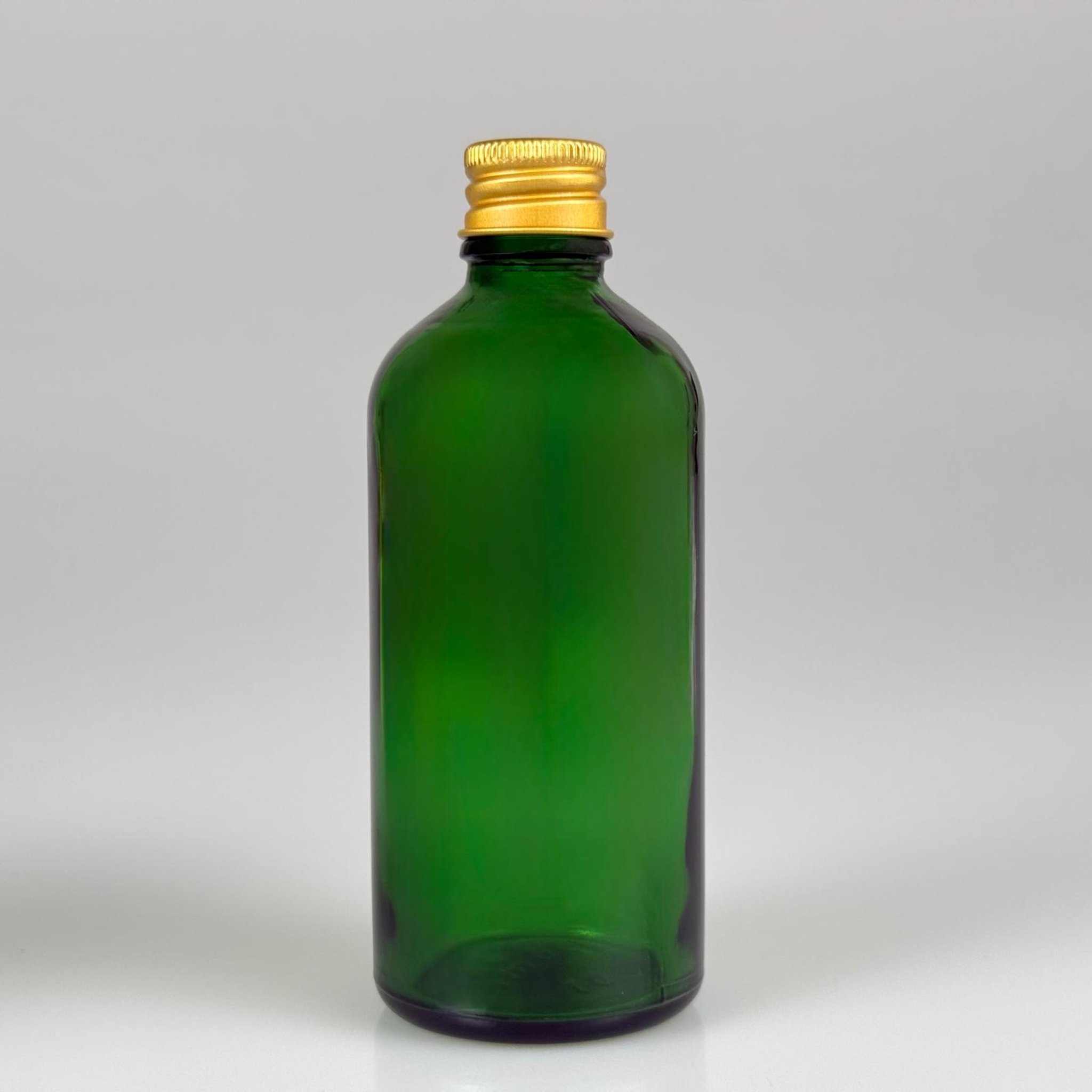 100 CC YEŞİL CAM ŞİŞE + KÖPÜK CONTALI GOLD ALÜMİNYUM METAL KAPAKLI TAKIM - 100 ML YEŞİL CAM ŞİŞE