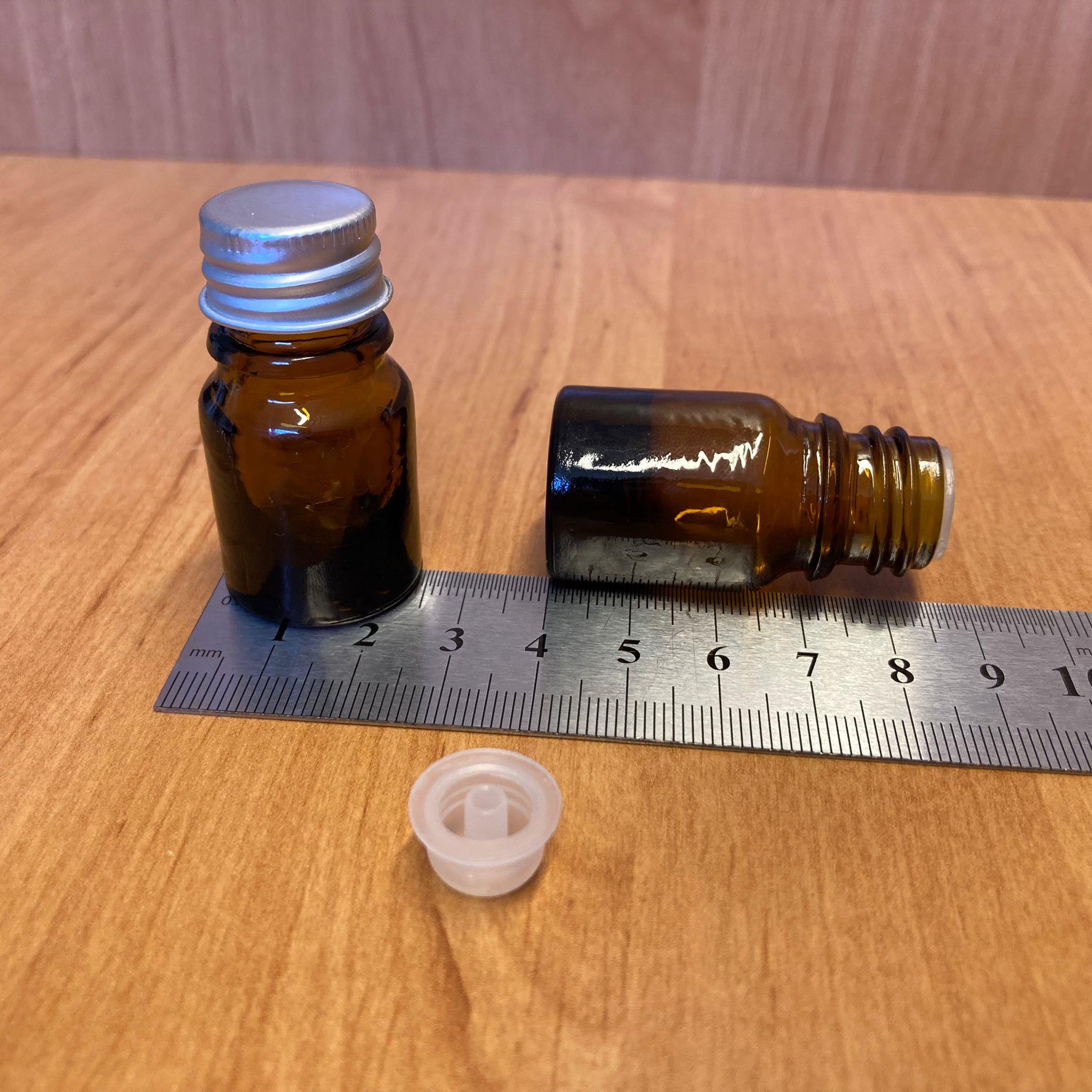 3 CC AMBER İÇTEN DAMLALIKLI - GÜMÜŞ METAL KAPAKLI CAM ŞİŞE - 3 ML KOLONYA TIPALI CAM ŞİŞE