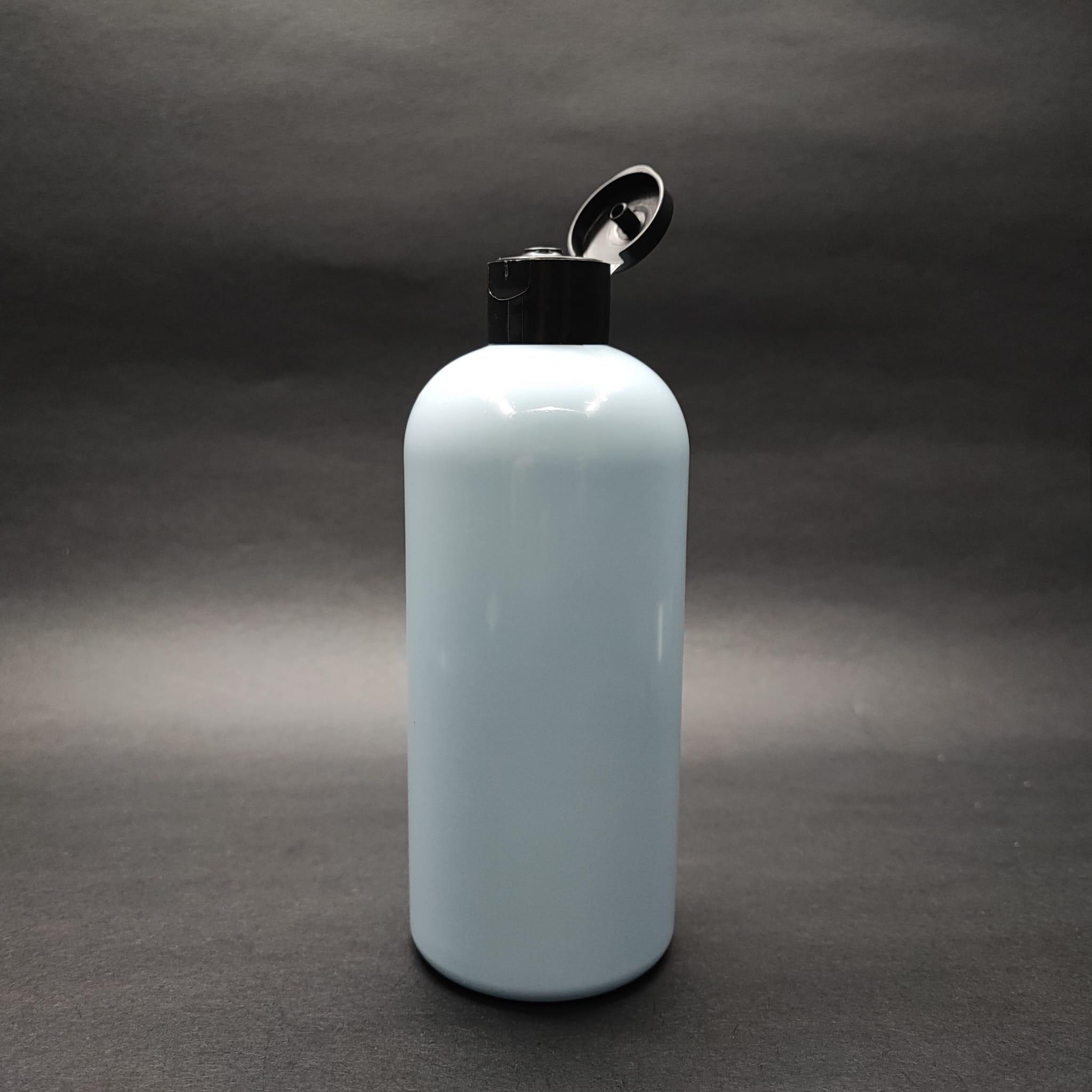 400 CC OVAL BOYUNLU SİLİNDİR PET ŞİŞE (30 GR) - SİYAH FLİPTOP ŞAMPUAN KAPAKLI - 400 ML PLASTİK ŞİŞE - BEBEK MAVİSİ