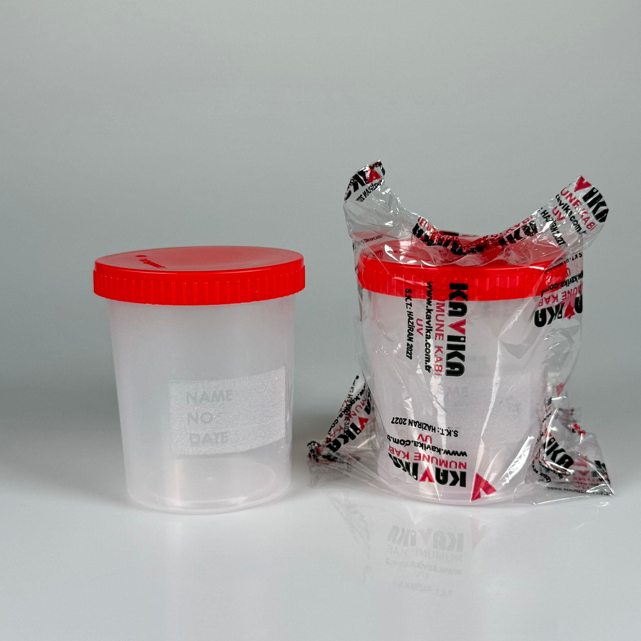 250 CC ŞEFFAF NUMUNE KABI + SIZDIRMAZ KIRMIZI KAPAK - OTEL, LABORATUVAR, YEMEKHANE, RESTORAN. HASTANE VB İÇİN KAVİKA NUMUNE KAVANOZU - GIDAYA UYGUN PAKETLİ ÖRNEK KAVANOZLARI