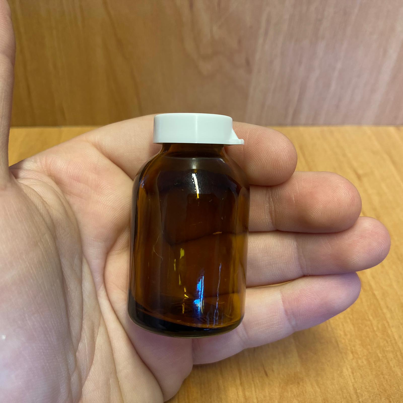 25 CC AMBER FLAKON PENİSİLİN ŞİŞESİ - BEYAZ KAPAKLI - 25 ML KAPAKLI KAHVERENGİ CAM ŞİŞE - SIZDIRMAZ - ELLE KAPANIR