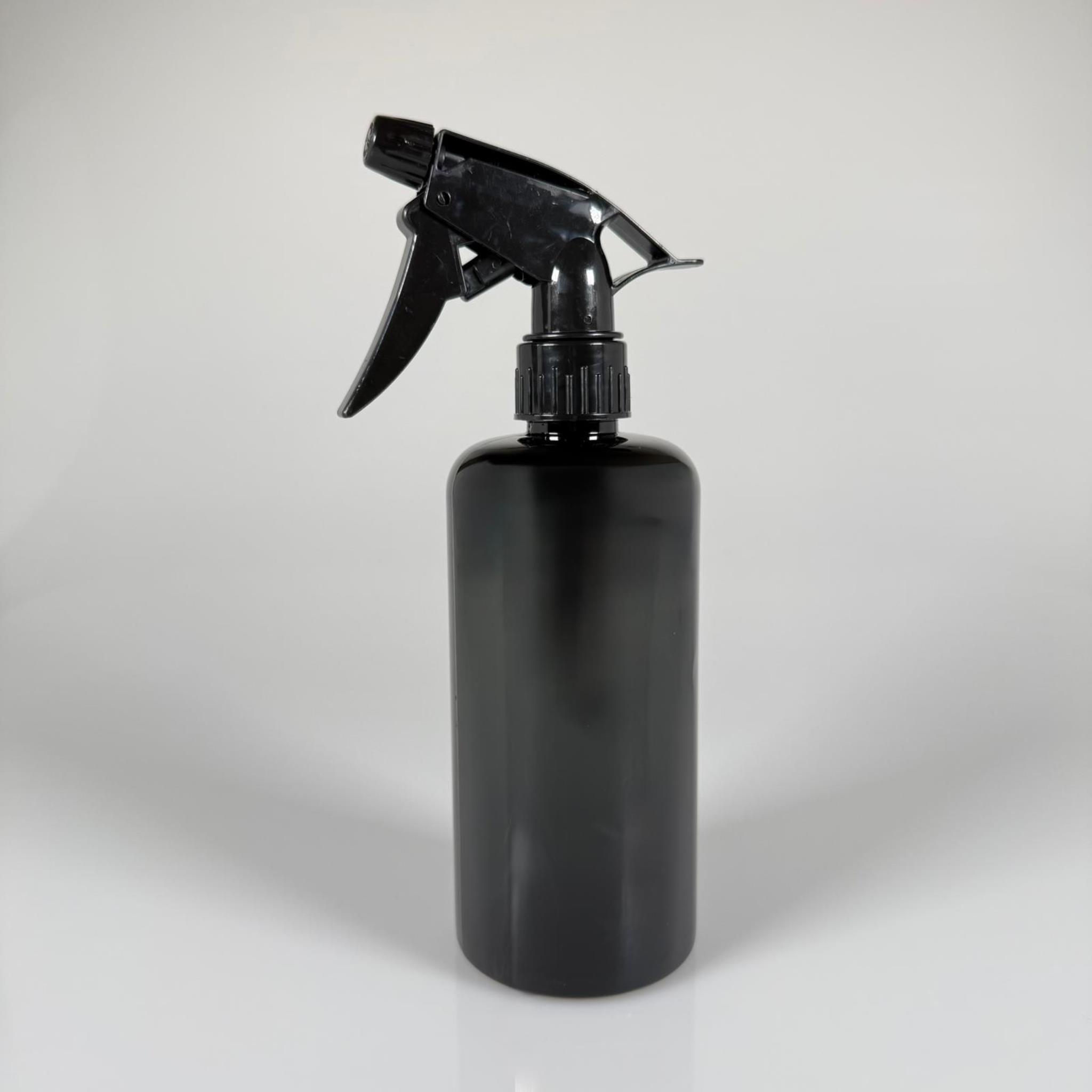 500 CC SİYAH UZUN SİLİNDİR PET ŞİŞE KALIN (26 GR) - SİYAH TRİGER DOZAJLI KİMYASALA DAYANIKLI SPREYLİ - 28 AĞIZ - 500 ML PET ŞİŞE