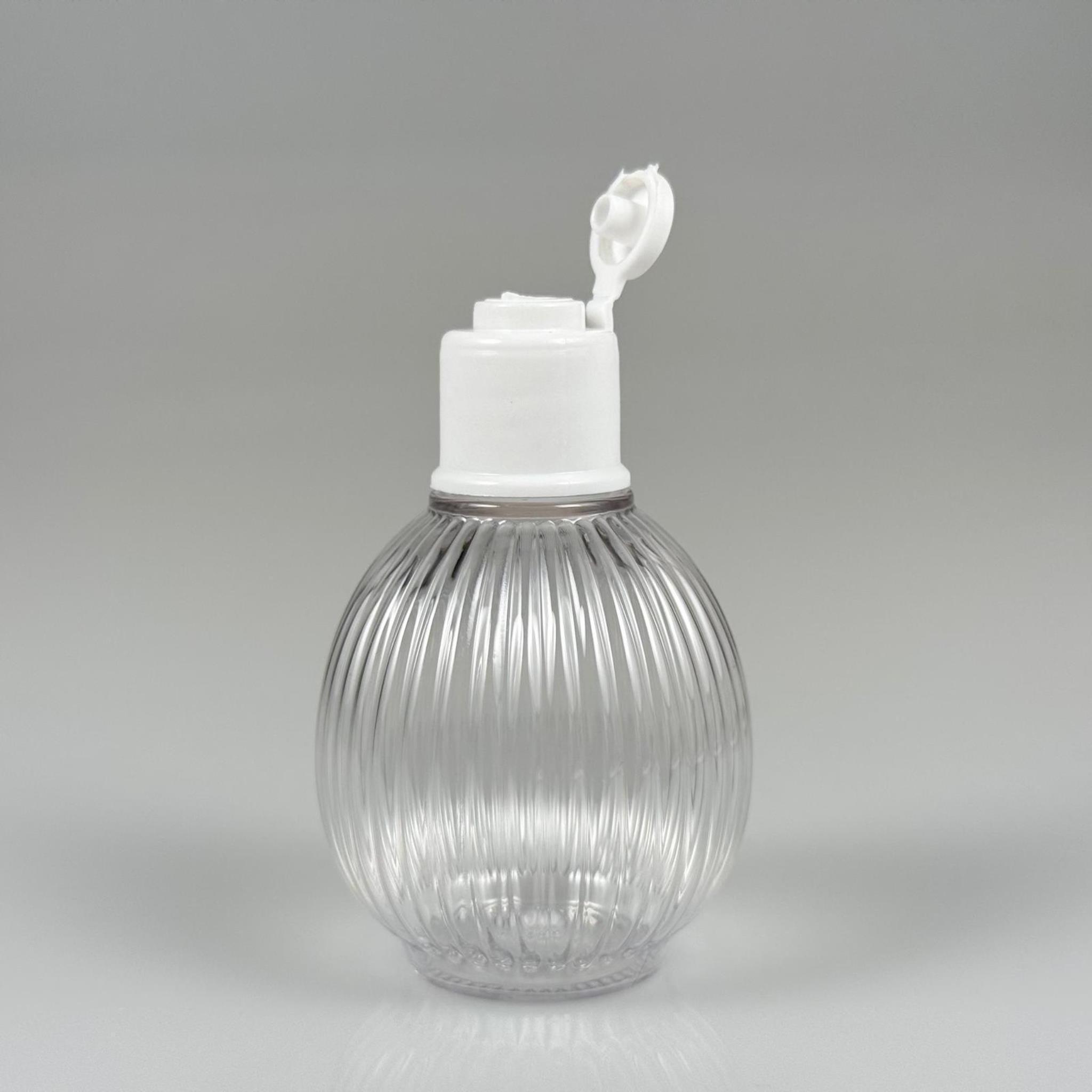 50 CC TOP ÇİZGİLİ DESENLİ 18 MM BEYAZ YENİ MODEL FLİPTOP KAPAKLI PET ŞİŞE - 50 ML TOP MODEL ÇİZGİLİ YENİ MODEL FLİPTOP KAPAKLI PLASTİK ŞİŞE