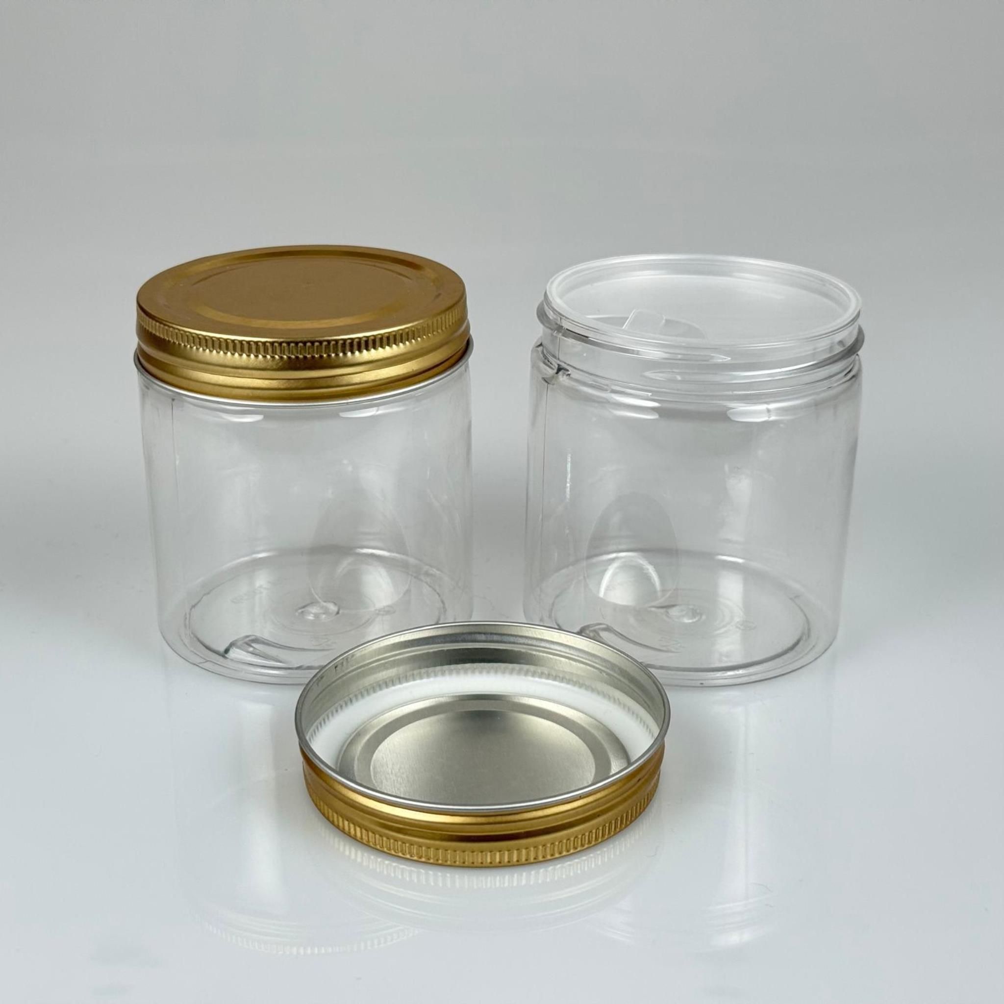 250 ML SERT PET KAVANOZ + GOLD METAL KAPAK + İÇ TIPA - 250 CC KALIN ŞEFFAF PLASTİK KAVANOZ GOLD METAL KAPAKLI İÇ TIPALI TAKIM - KREM KAVANOZLARI