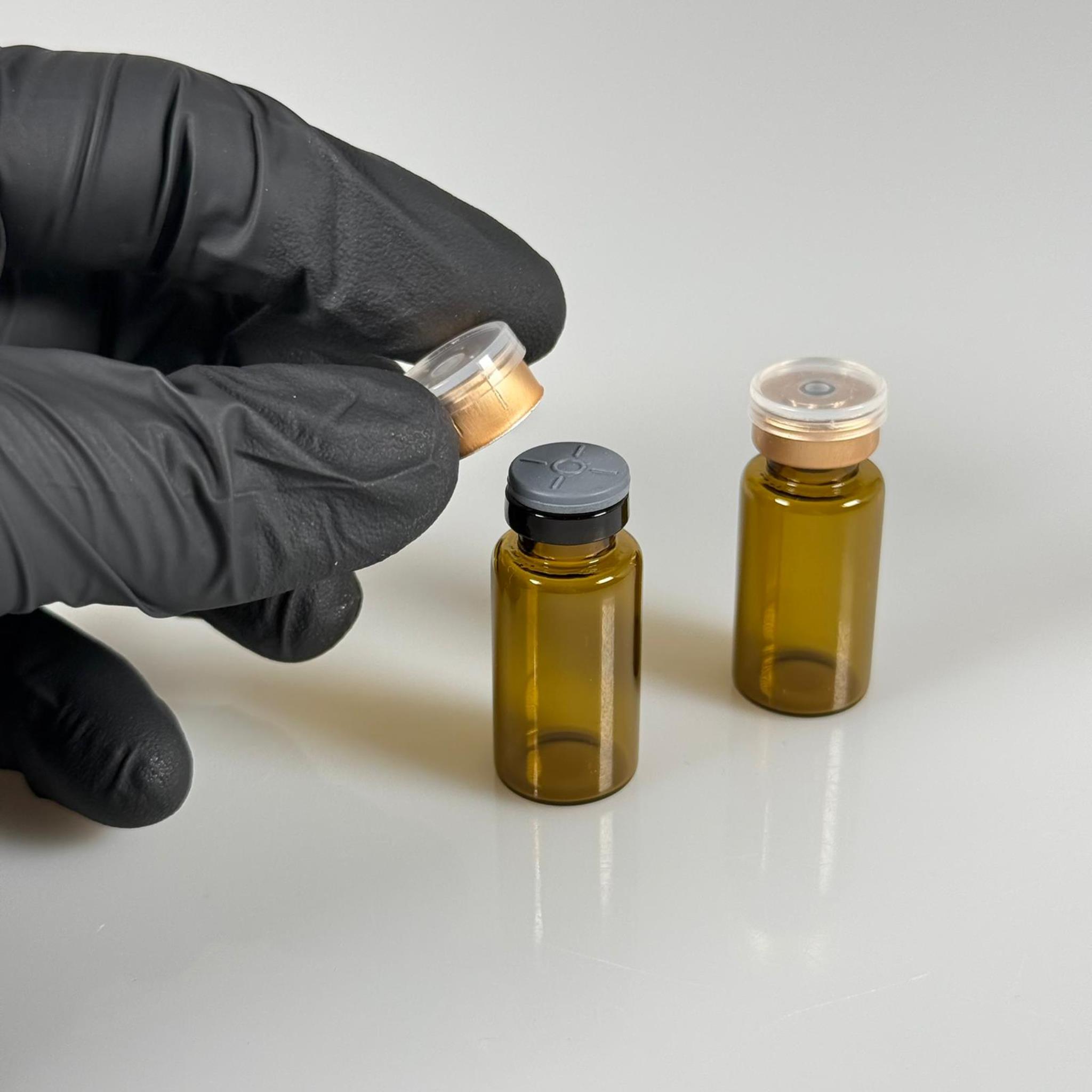 3 ML vial flakon şişe - 13 ağız 3 cc amber cam ilaç şişesi + kauçuk butil enjektör tıpası + gold alüminyum kapaklı takım