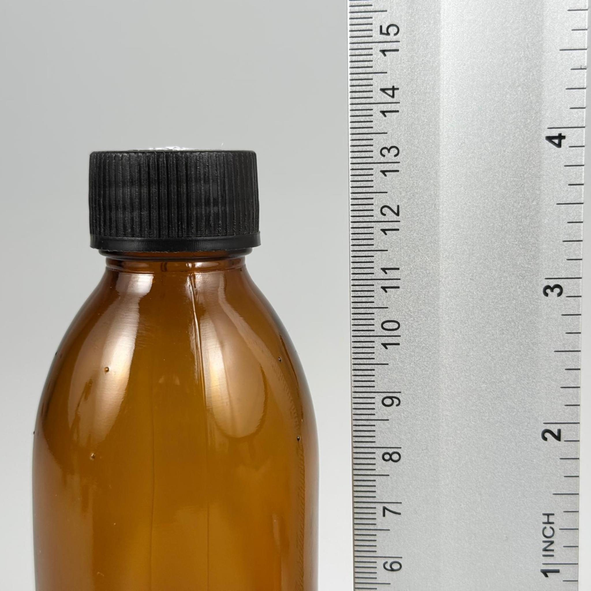 160 ML DOLUMU KOLAY, GENİŞ AĞIZLI İÇTEN DAMLALIKLI ŞİŞE (28 MM AĞIZ)  - 160 CC SİYAH CONTALI KAPAKLI İÇTEN DAMLALIKLI CAM ECZA ŞİŞESİ - AMBER KAHVERENGİ