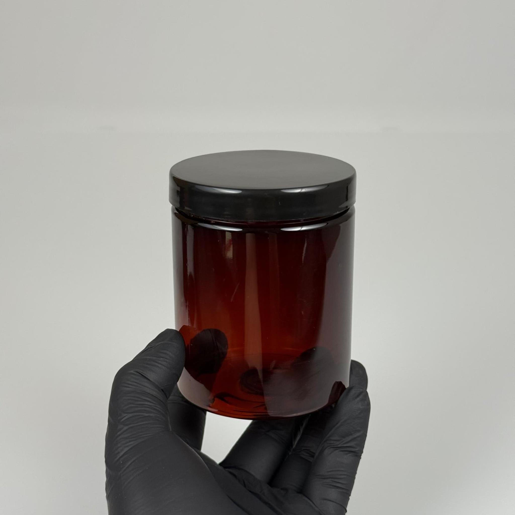 300 ML SERT PET KAVANOZ + SİYAH PLASTİK KAPAK + İÇ TIPA - 300 CC KALIN AMBER PLASTİK KAVANOZ SİYAH PLASTİK KAPAKLI İÇ TIPALI TAKIM - KREM KAVANOZLARI