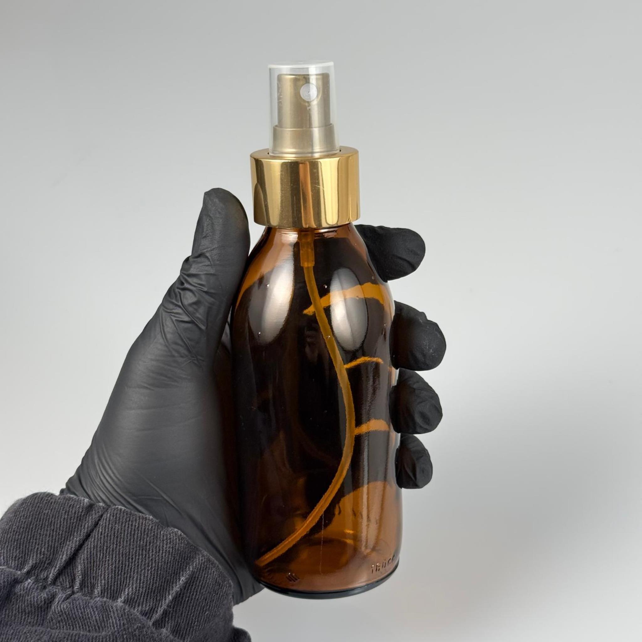 160 CC AMBER CAM ŞİŞE  - GOLDA GOLD PARMAK SPREYLİ TAKIM - 160 ML CAM SPREYLİ ŞİŞE