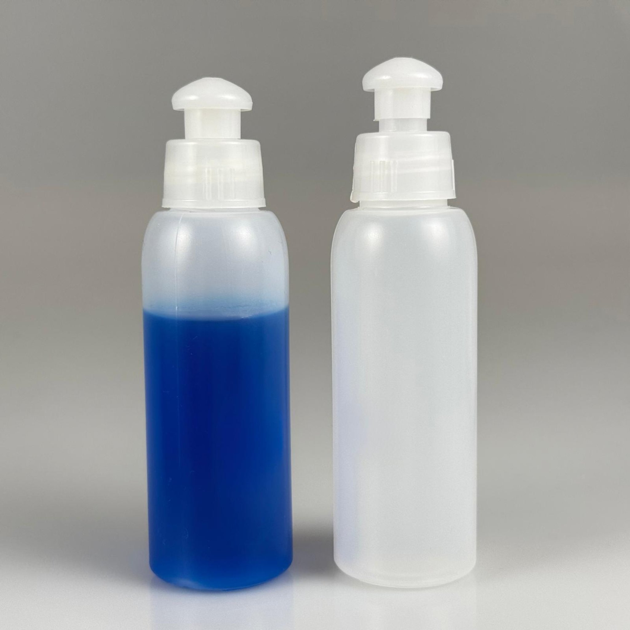 100 ML SIKILABİLİR YUMUŞAK PE POLİETİLEN PLASTİK ŞİŞE - ŞEFFAF PUSHPULL ŞAMPUAN KAPAKLI - 100 cc sos, yağ, kartuş, mürekkep vb için boş şişeler