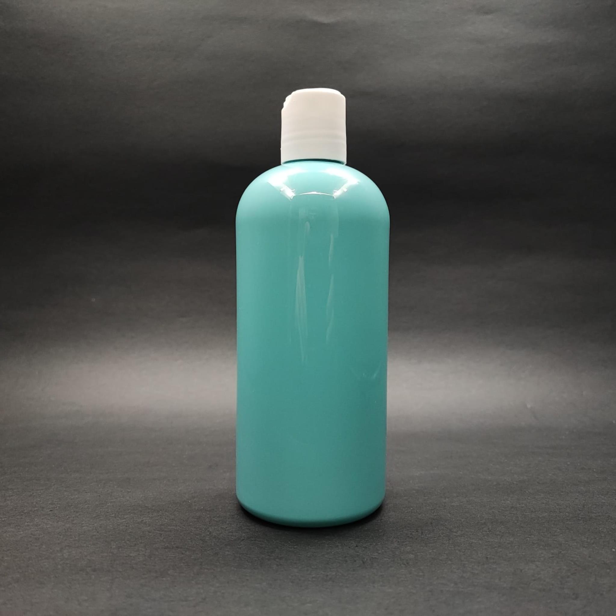 400 CC OVAL BOYUNLU SİLİNDİR PET ŞİŞE (30 GR) - BEYAZ DİSKTOP ŞAMPUAN KAPAKLI - 400 ML PLASTİK ŞİŞE - TURKUAZ