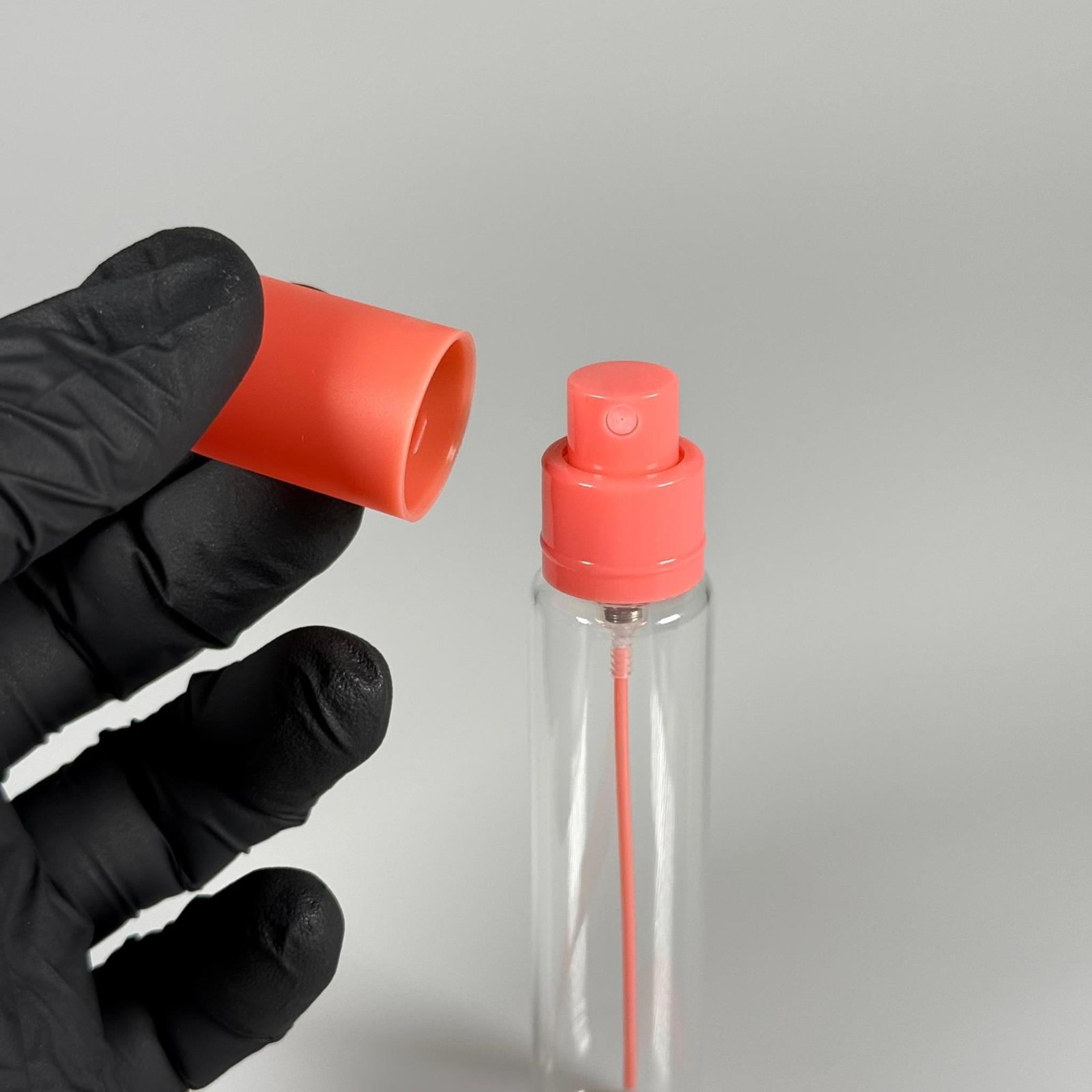 PARFÜM ŞİŞESİ 25 ML - 25 CC PARFÜM AMBALAJI VALFLİ (GEÇME AĞIZ) CAM KALEM PARFÜM İÇİN ŞİŞELERİ - TURUNCU SPREY + KAPAKLI SET TAKIM