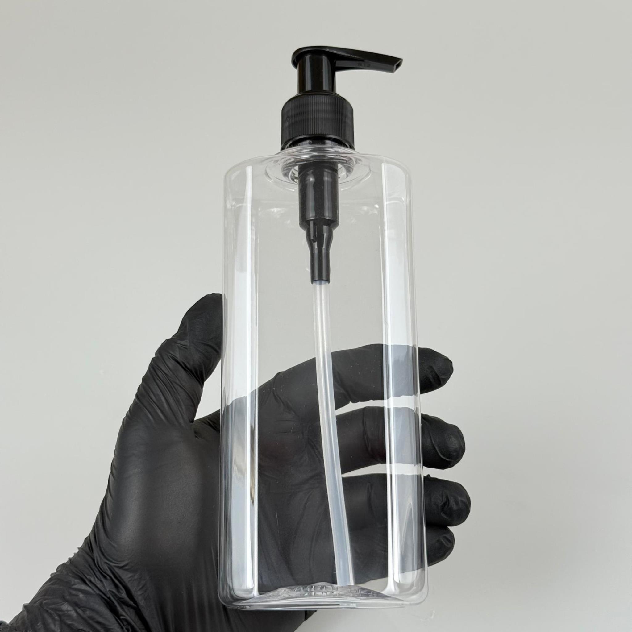 400 CC YASSI MODEL PET ŞİŞE - SİYAH POMPALI - 400 ML PLASTİK POMPALI ŞİŞE