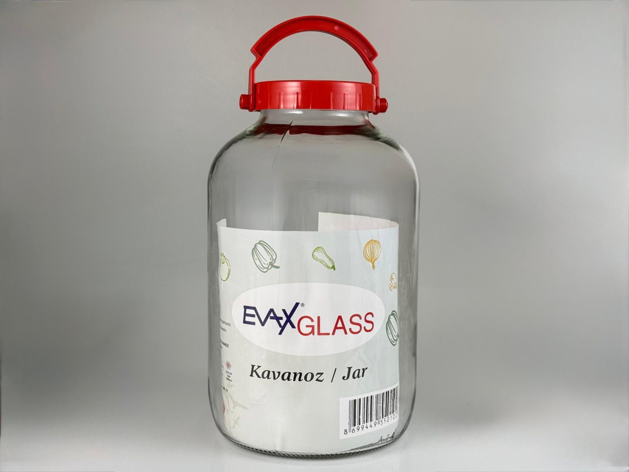 8000 CC CAM KAVANOZ + KIRMIZI KULPLU KAPAK TAKIM - 8 LİTRE CAM TURŞU KAVANOZU - 8 LT BÜYÜK BOY CAM ZEYTİN KAVANOZLARI