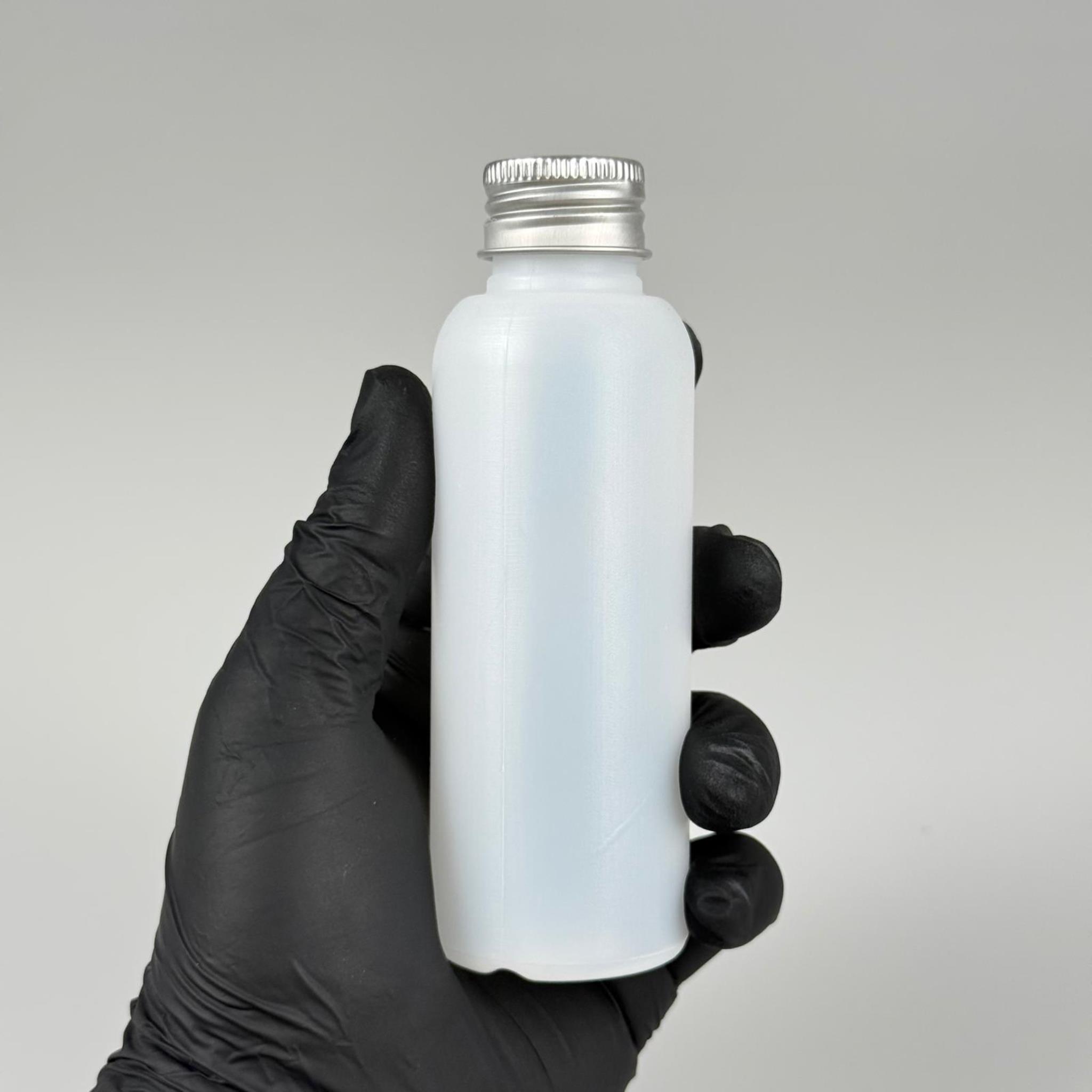 100 CC NATÜREL SERT POLİETİLEN ŞİŞE + GÜMÜŞ METAL KAPAKLI ( 24 MM ) + PLASTİK TIPALI - 100 ML SERT POLİETİLEN ASETON ŞİŞESİ
