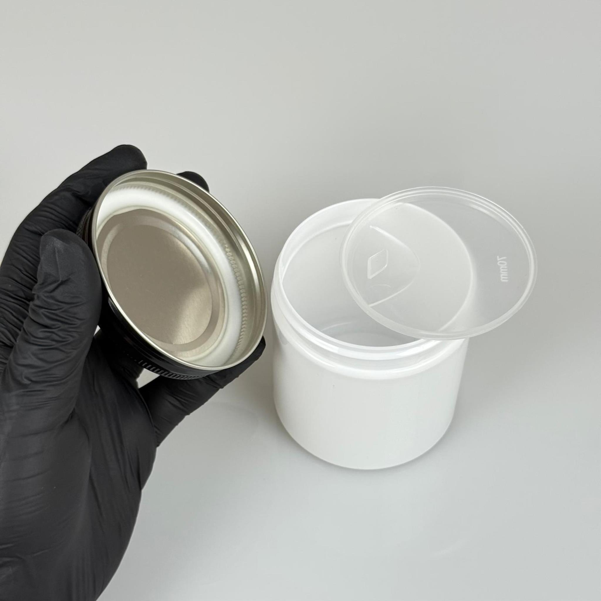 250 ML SERT PET KAVANOZ + SİYAH METAL KAPAK + İÇ TIPA - 250 CC KALIN BEYAZ PLASTİK KAVANOZ SİYAH METAL KAPAKLI İÇ TIPALI TAKIM - KREM KAVANOZLARI