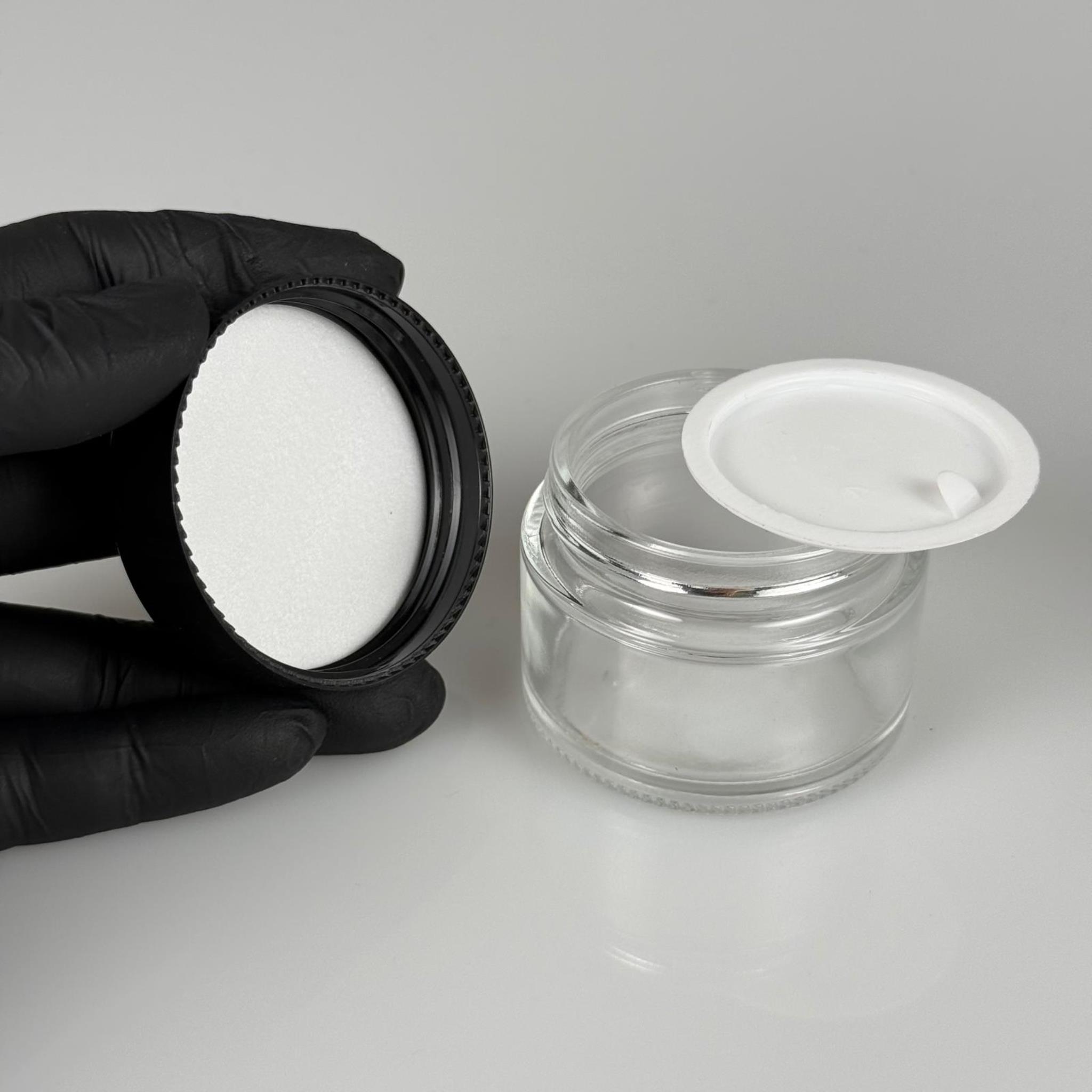 50 CC ŞEFFAF CAM KREM KAVANOZU + SİYAH KAPAK + İÇ TIPA - 50 ML Kozmetik ve Bakım Ürünleri İçin Cam Kavanozları
