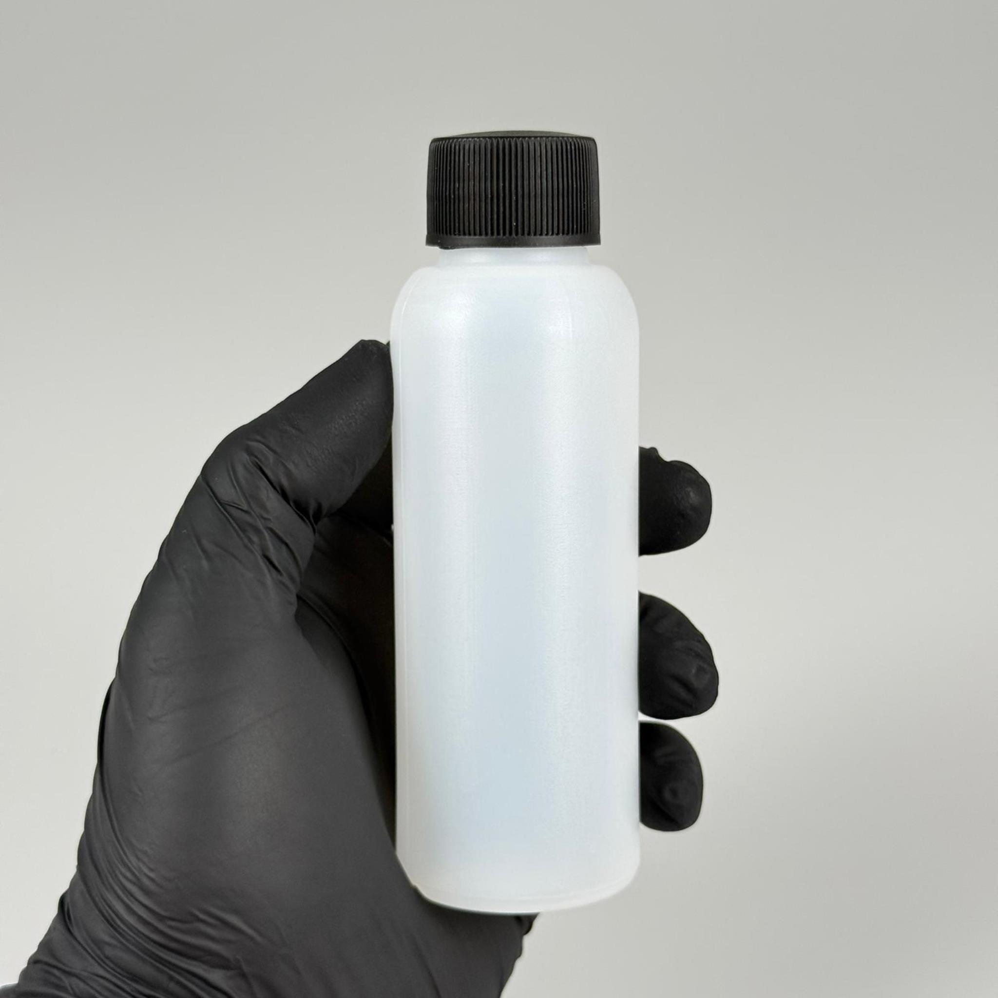 100 CC NATÜREL SERT POLİETİLEN ŞİŞE + SİYAH PLASTİK KAPAKLI ( 24 MM ) + PLASTİK TIPALI - 100 ML SERT POLİETİLEN ASETON ŞİŞESİ