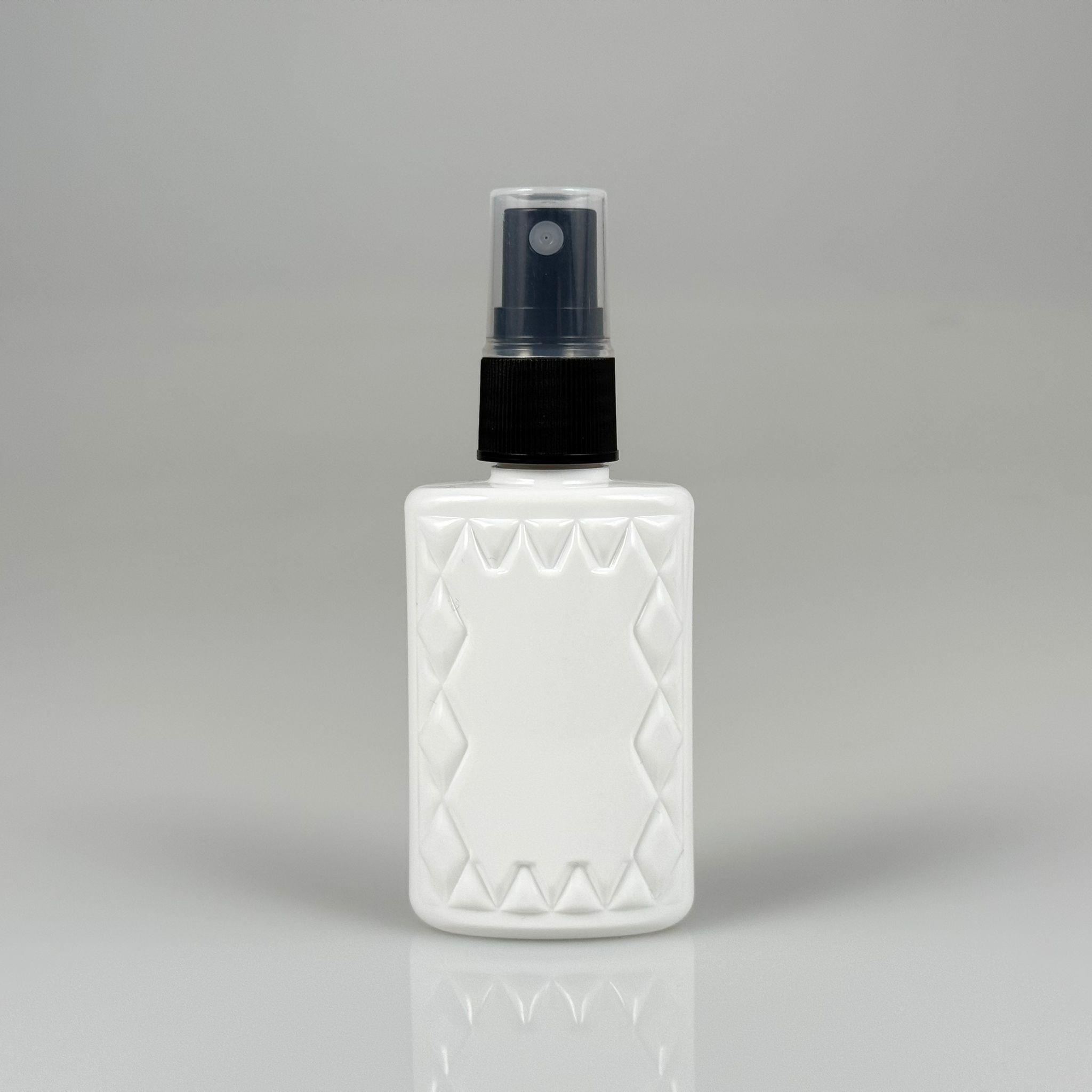 50 CC BEYAZ PET KÖŞELİ PARFÜM ŞİŞESİ  - SİYAH SPREYLİ - 50 ML PLASTİK PARFÜM - KOLONYA ŞİŞESİ