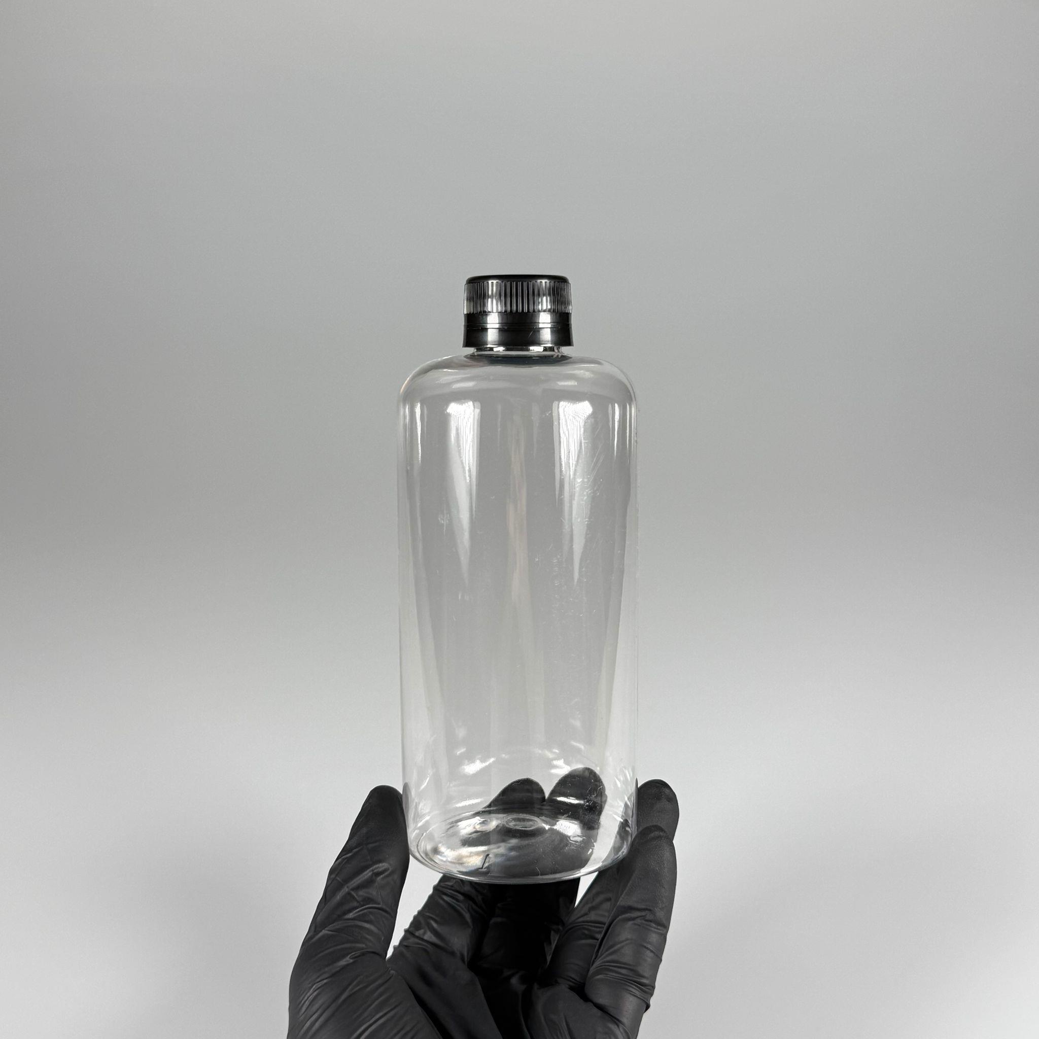 500 CC UZUN SİLİNDİR PET ŞİŞE KALIN (26 GR) - SİYAH KİLİTLİ KAPAKLI - 28 AĞIZ - 500 ML PET ŞİŞE