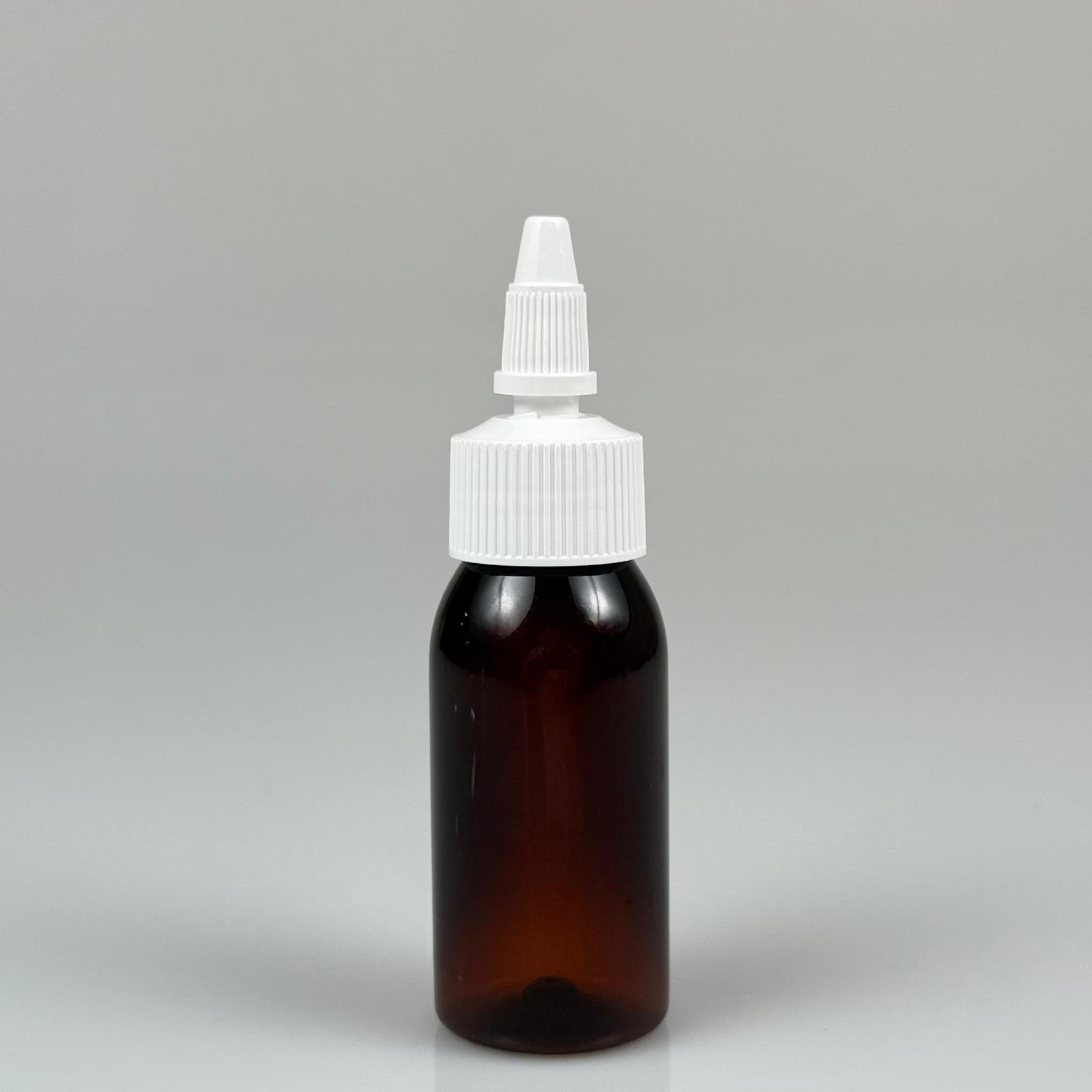 YAĞ, SOS, ACI SOS, SİRKE, SRIRACHA, MÜREKKEP, TUTKAL AKITICI VB BOŞ ŞİŞELERİ - BEYAZ SİVRİ TWİST AKITICI KAPAK + 50 ML AMBER SERT PET PLASTİK ŞİŞE TAKIM