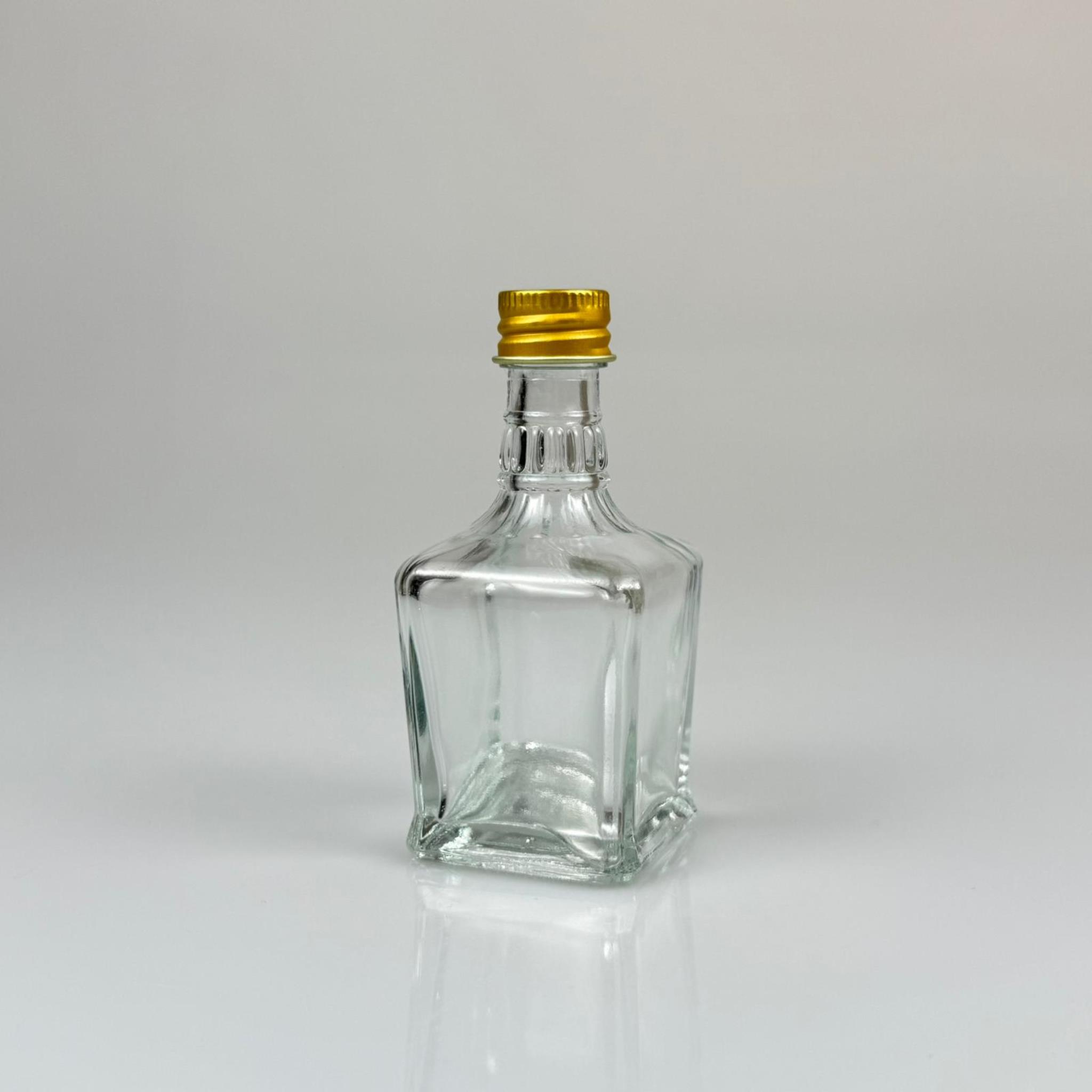 50 CC BOĞAZLI KONİK CAM ŞİŞE - GOLD METAL KAPAKLI - 50 ML PRESTİJLİ ŞİŞE