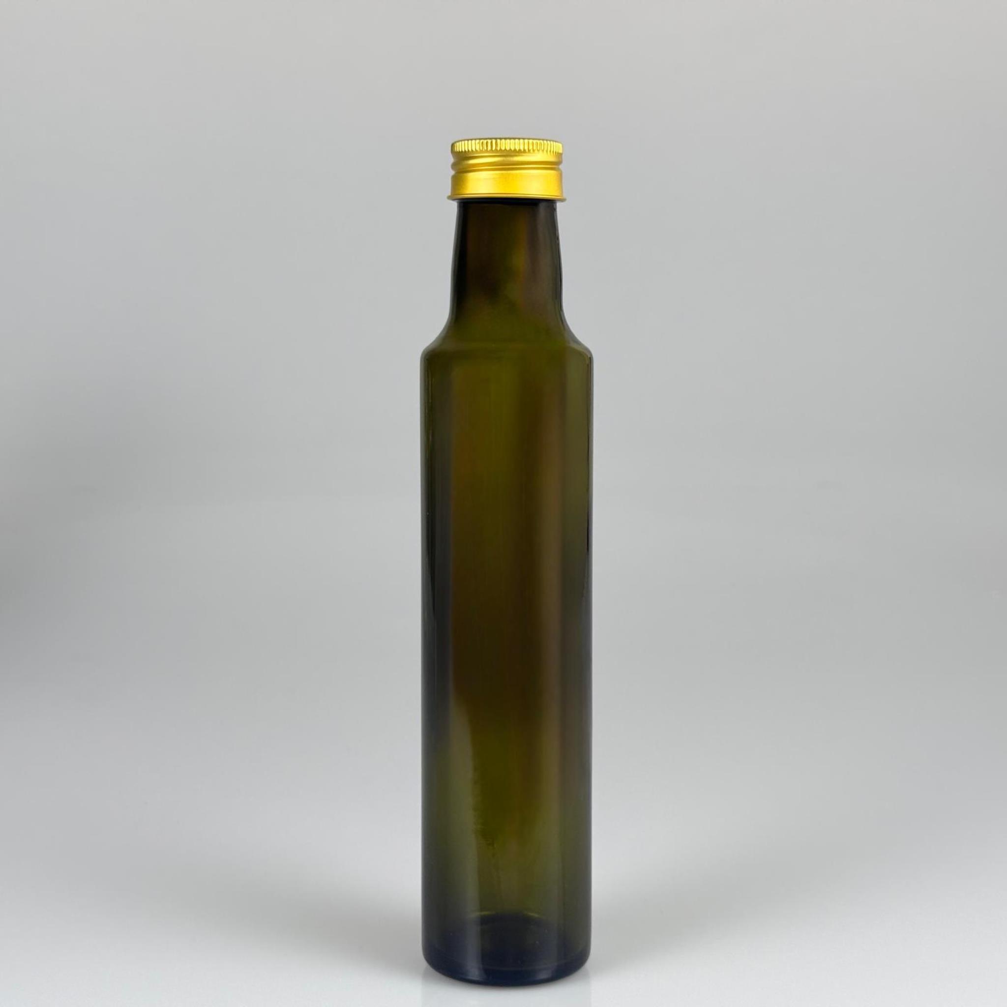 250 CC YEŞİL DORİKA CAM ŞİŞE - GOLD METAL ALÜMİNYUM KAPAKLI - 250 ML DORİKA YAĞ ŞİŞESİ - SİRKE ŞİŞESİ