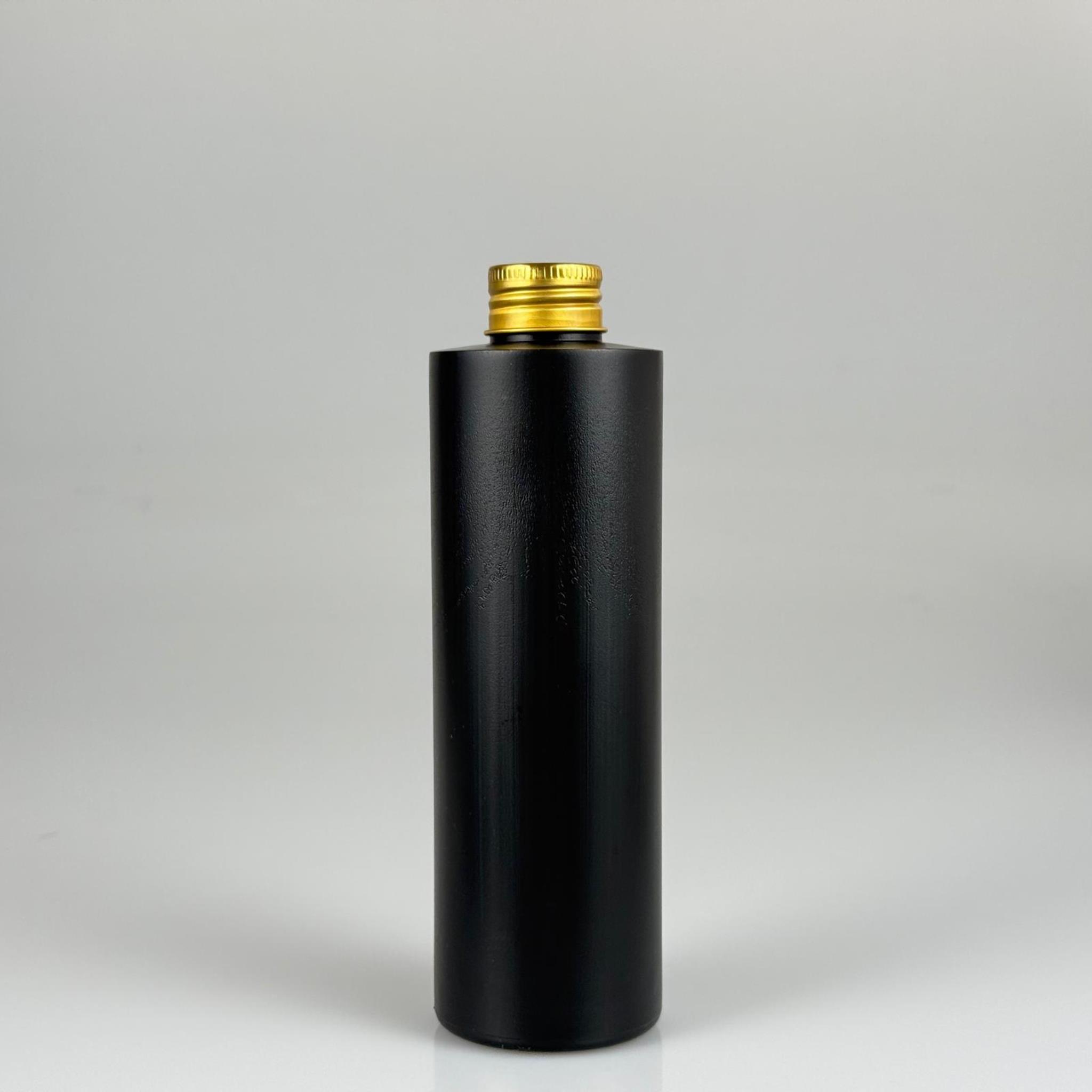 250 CC SİYAH SİLİNDİR MODEL MAT SERT POLİETİLEN ASETON ŞİŞESİ (24 AĞIZ) + KÖPÜK CONTALI GOLD METAL ALÜMİNYUM KAPAK TAKIM - 250 ML KAPAKLI POLİETİLEN ŞİŞELER