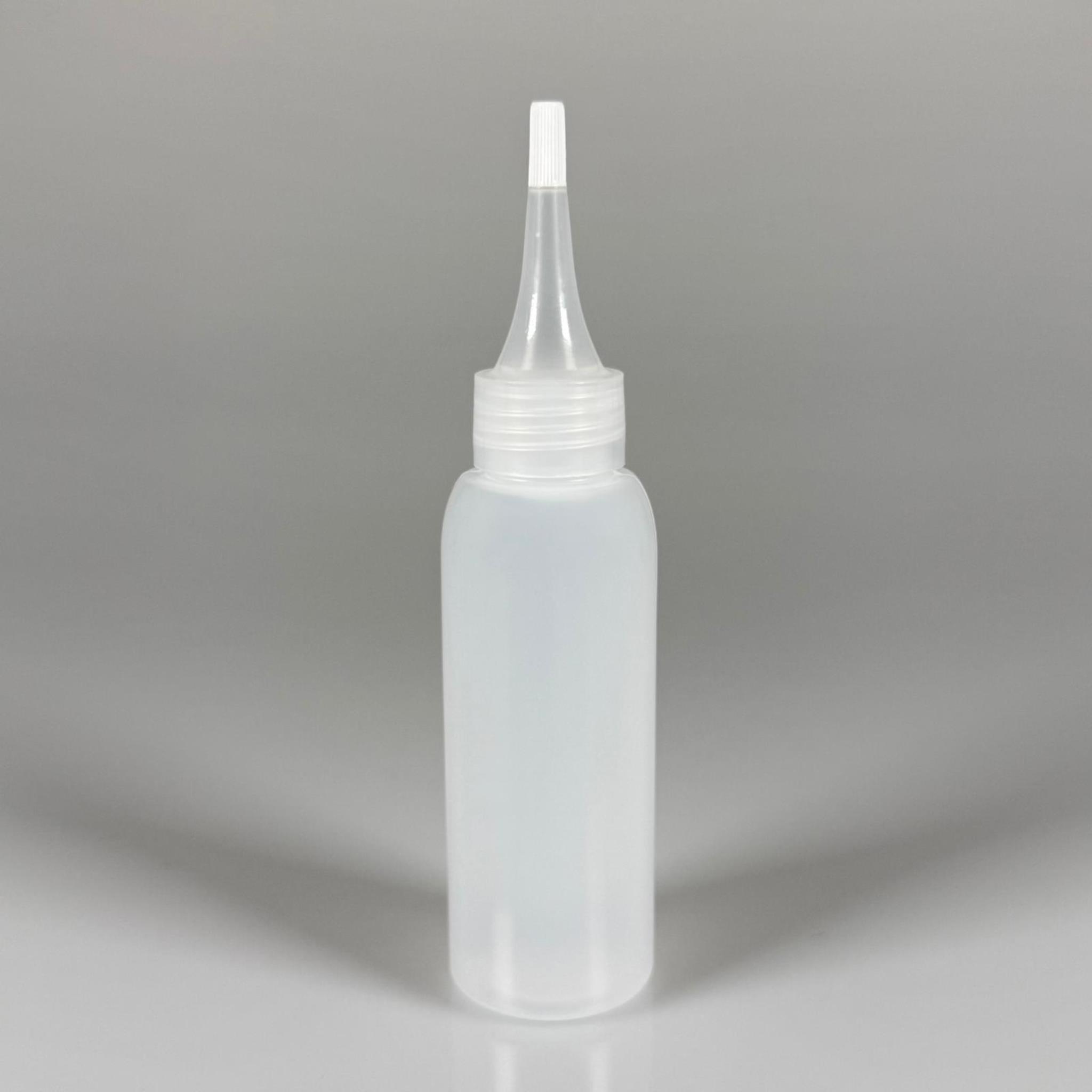 100 ML SIKILABİLİR YUMUŞAK PE PLASTİK ŞİŞE - ŞEFFAF AKITICI SİVRİ KARTUŞ KAPAKLI - 100 cc sos, yağ, kartuş, mürekkep vb için boş şişeler