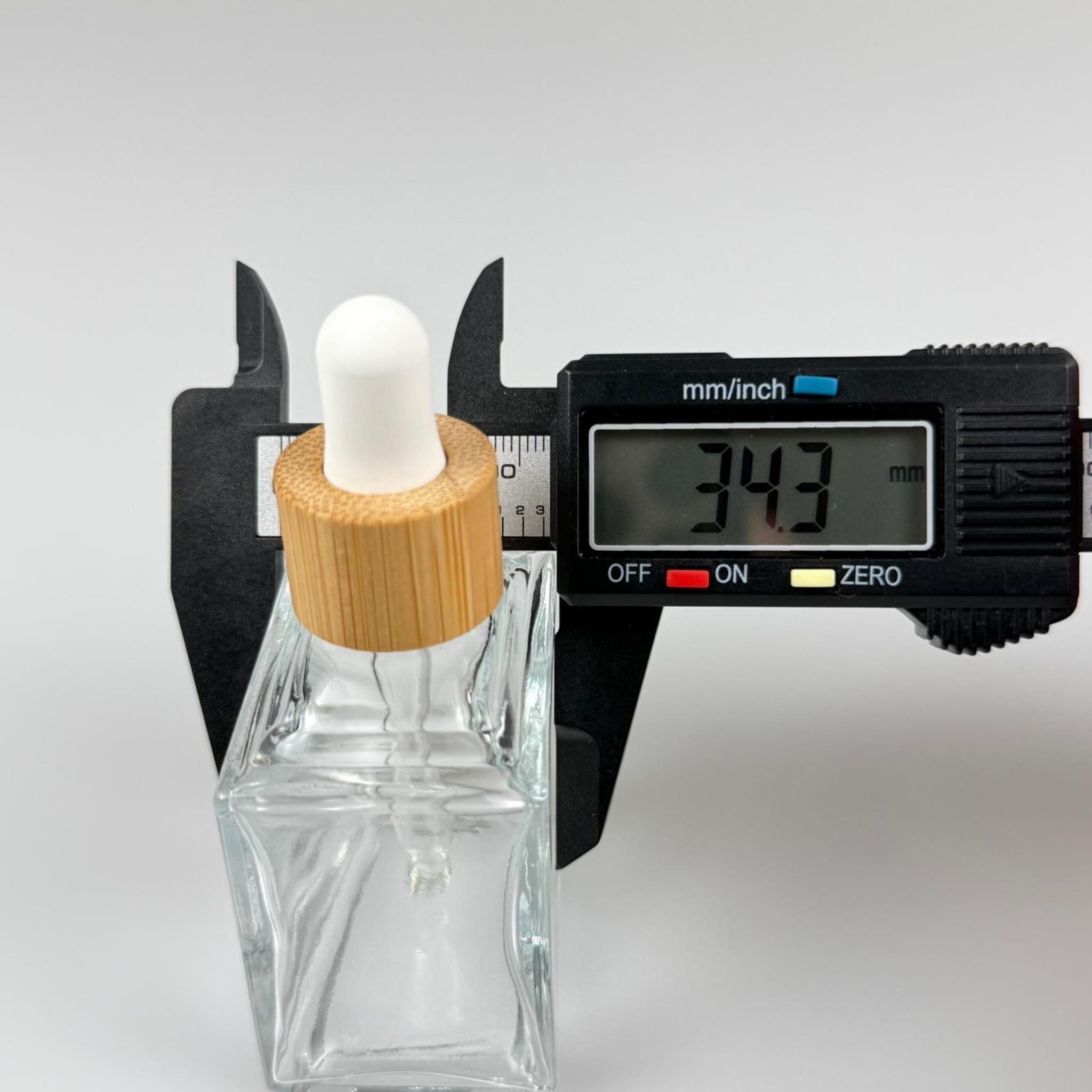 50 CC KÖŞELİ PRİZMA PRESTİJLİ CAM DAMLALIKLI ŞİŞE - BEYAZ EMZİK - AHŞAP BAMBU KAPAK - 50 ML CAM DAMLALIKLI ŞİŞE - DAMLALIKLI BOŞ ŞİŞE