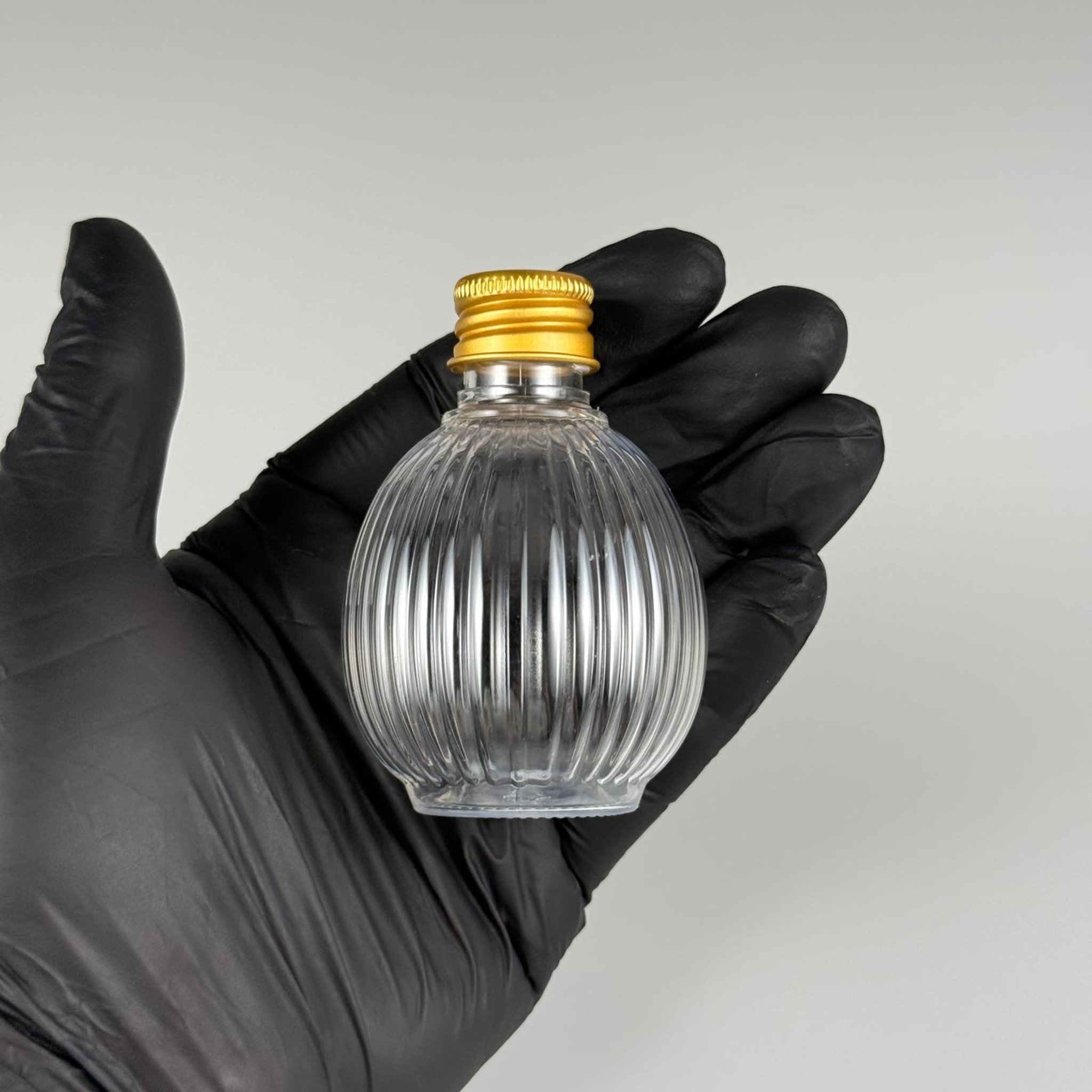 50 CC TOP ÇİZGİLİ DESENLİ PET ŞİŞE - KÖPÜK CONTALI GOLD ALÜMİNYUM METAL KAPAKLI TAKIM - 50 ML ŞEFFAF PET ŞİŞE