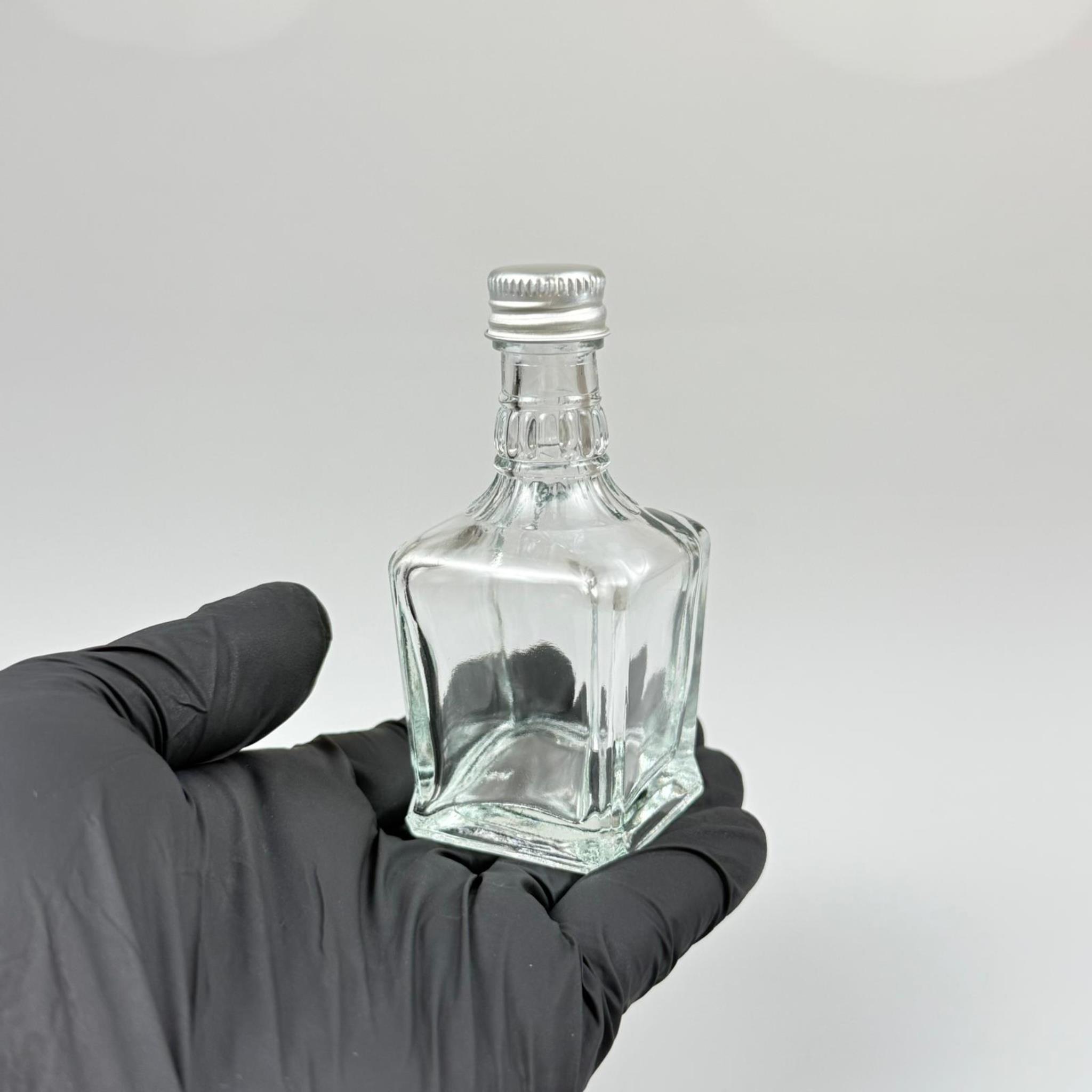 50 CC BOĞAZLI KONİK CAM ŞİŞE - GÜMÜŞ METAL KAPAKLI - 50 ML PRESTİJLİ ŞİŞE