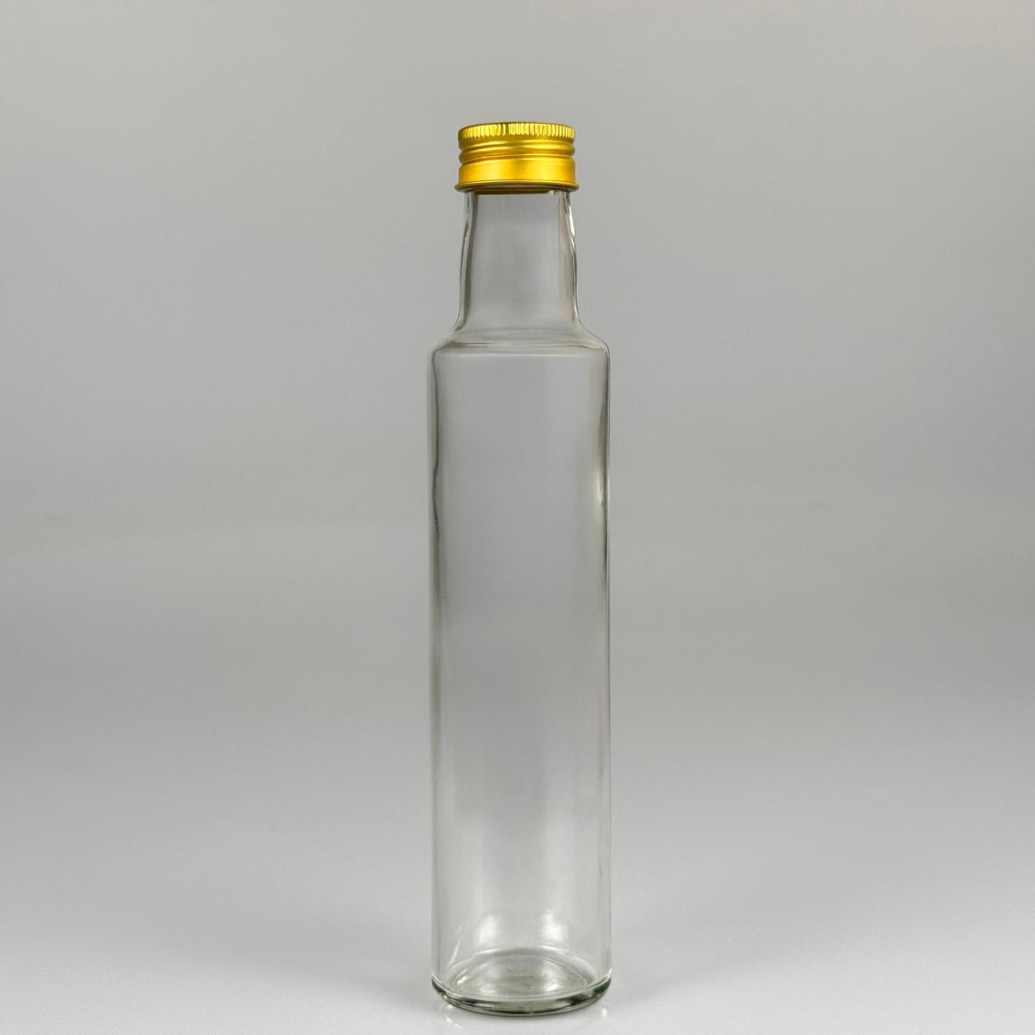 250 CC DORİKA CAM ŞİŞE - GOLD METAL ALÜMİNYUM KAPAKLI - 250 ML DORİKA YAĞ ŞİŞESİ - SİRKE ŞİŞESİ