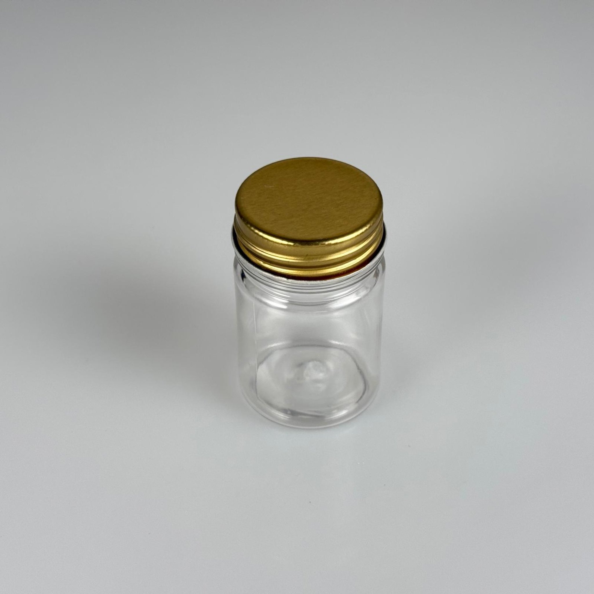 50 CC PET ŞİŞE GENİŞ AĞIZLI  - GOLD METAL KAPAKLI - 50 ML PLASTİK NUMUNE KAVANOZU, MİNİ TABLET KAVANOZU