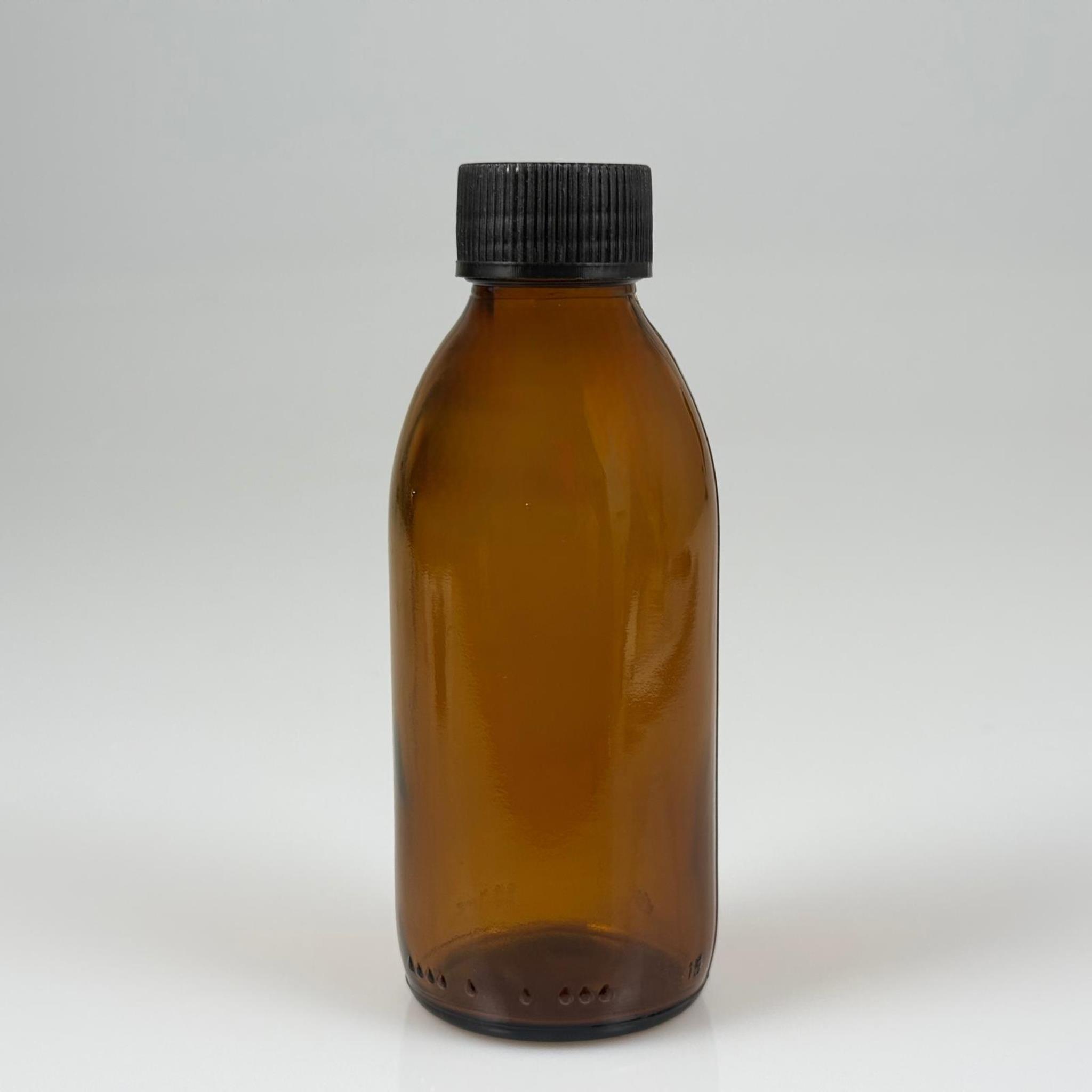 160 CC AMBER CAM ŞİŞE -SİYAH PLASTİK KAPAKLI - 160 ML CAM ŞİŞE - KAHVERENGİ ECZA ŞİŞESİ