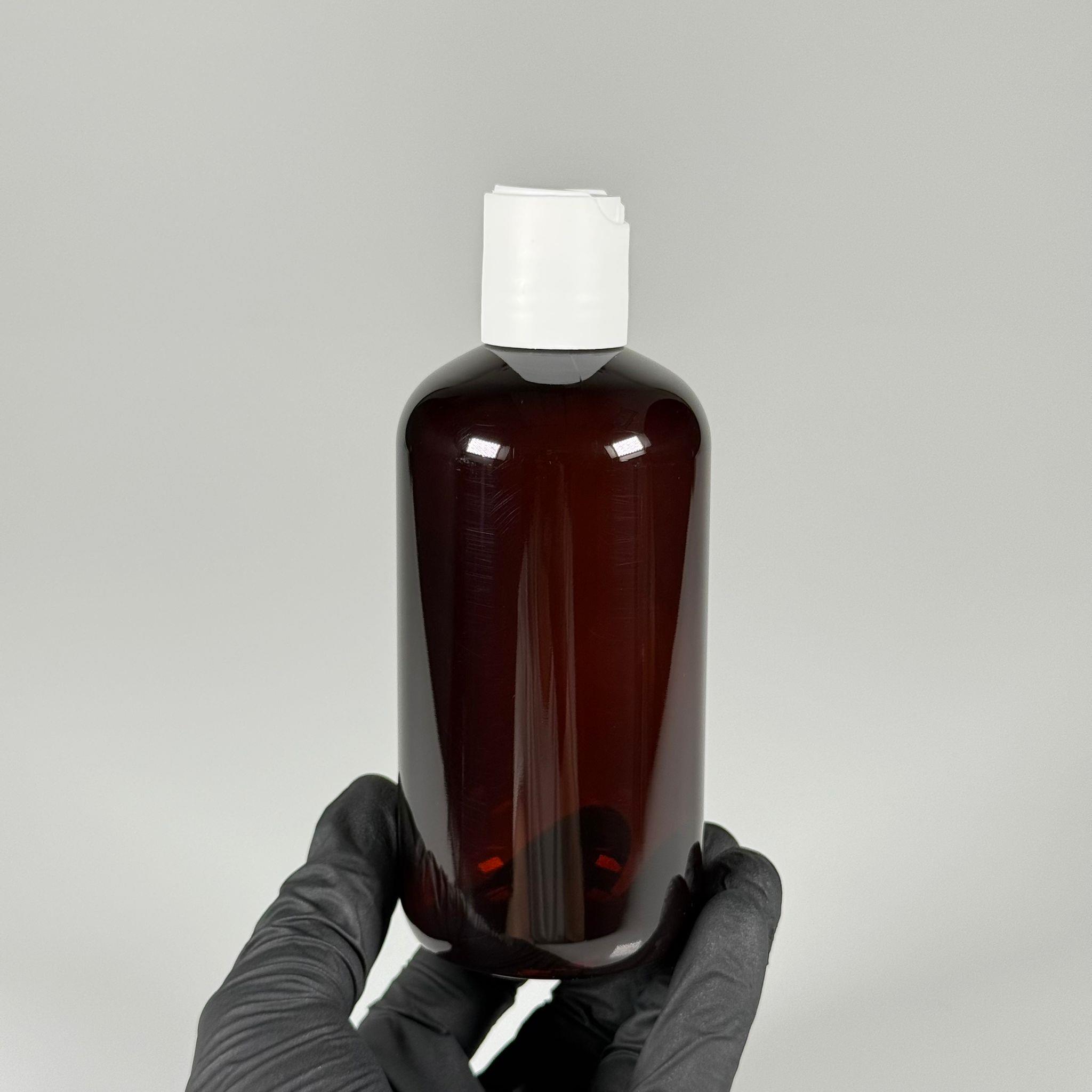 250 CC AMBER PLASTİK ŞİŞE ZEYNEP MODEL - BEYAZ DİSKTOP AKITICILI KAPAKLI - 250 ML TOMBUL ŞAMPUAN PET ŞİŞE