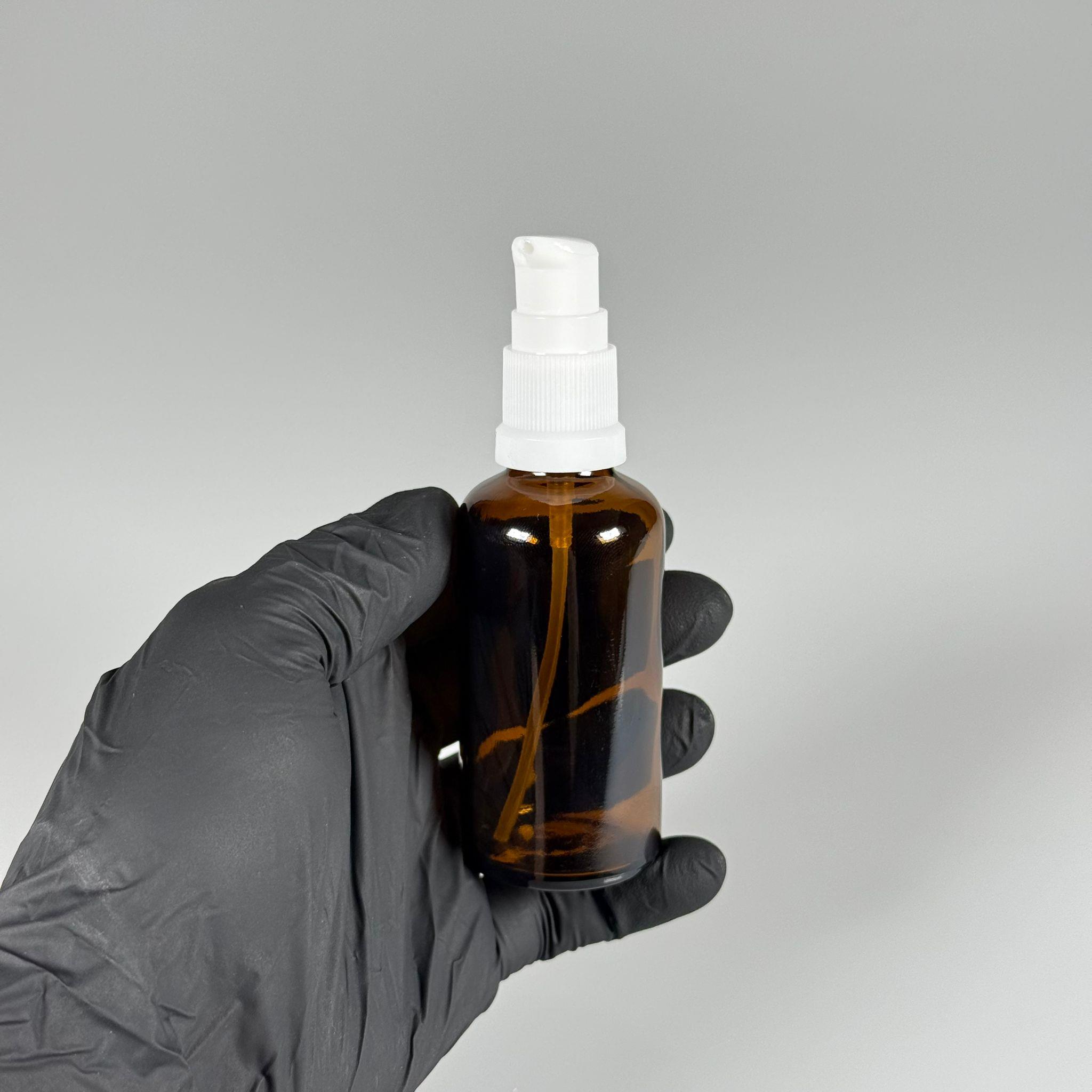 50 CC AMBER CAM ŞİŞE - SIZDIRMAZ ETEKLİ BEYAZ LOSYON POMPALI TAKIM - 50 ML LOSYON ŞİŞESİ - YAĞ, KREM GİBİ YOĞUN KIVAMLI SIVILAR İÇİN CAM AMBALAJ