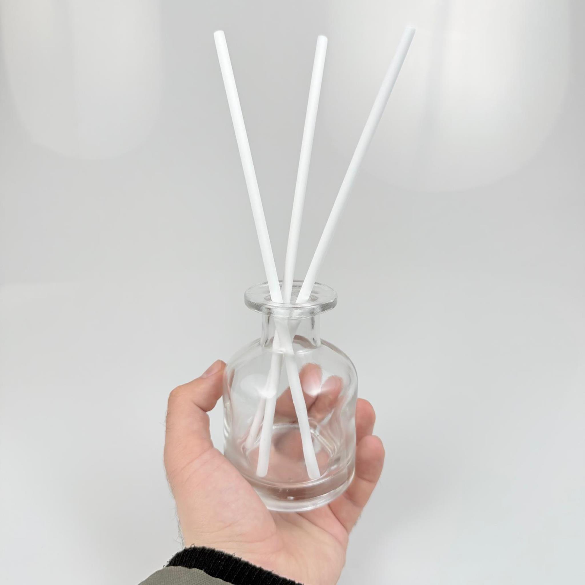 150 CC CAM BAMBU SİLİNDİR ODA KOKUSU ŞİŞESİ - 150 ML DİFFUSER CAM ŞİŞE + GRİ MANTAR TIPA + 3 ADET 24 CM BEYAZ FİBER BAMBU ÇUBUK