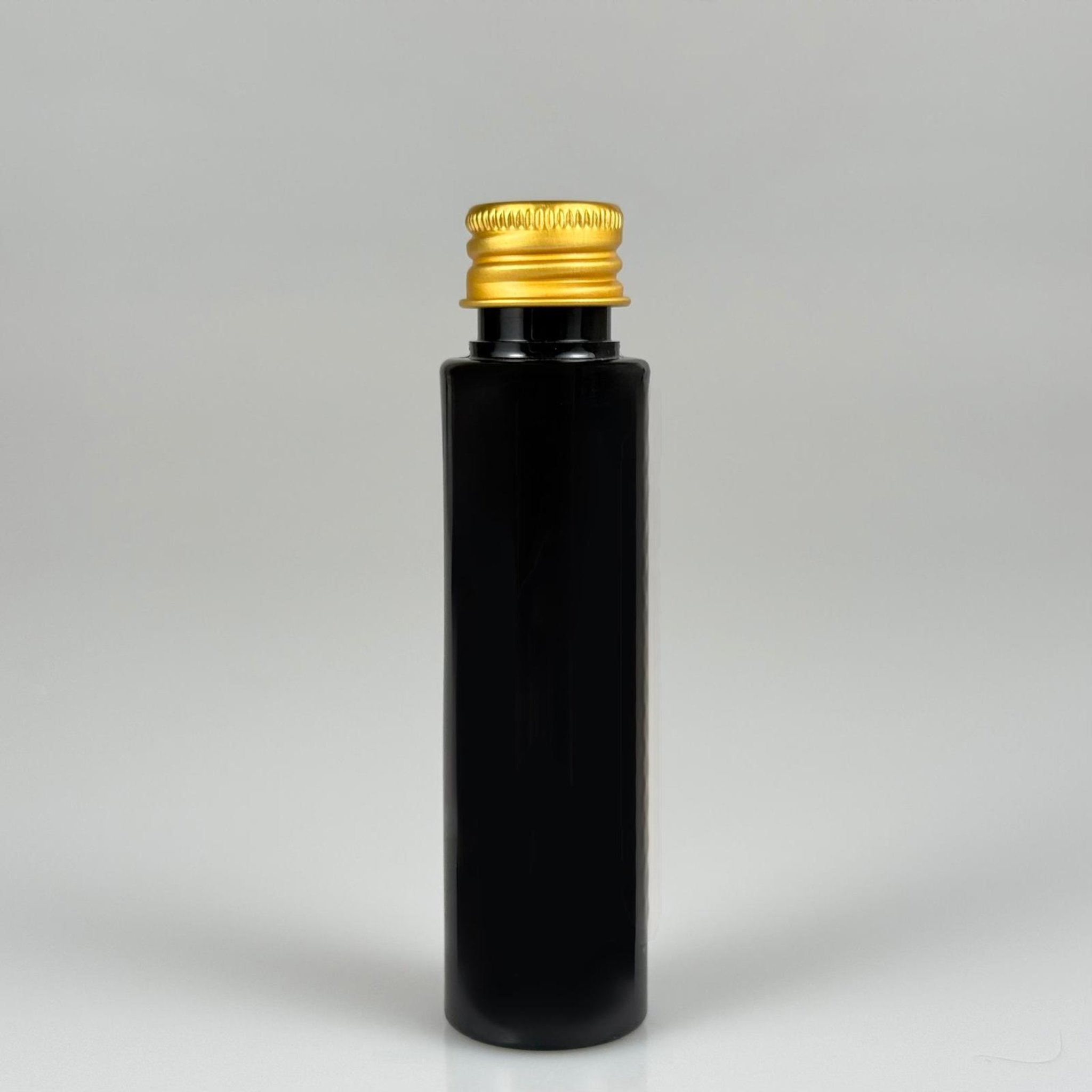 35 CC PET ŞİŞE - KÖPÜK CONTALI GOLD ALÜMİNYUM METAL KAPAKLI TAKIM - 35 ML SİYAH PET ŞİŞE