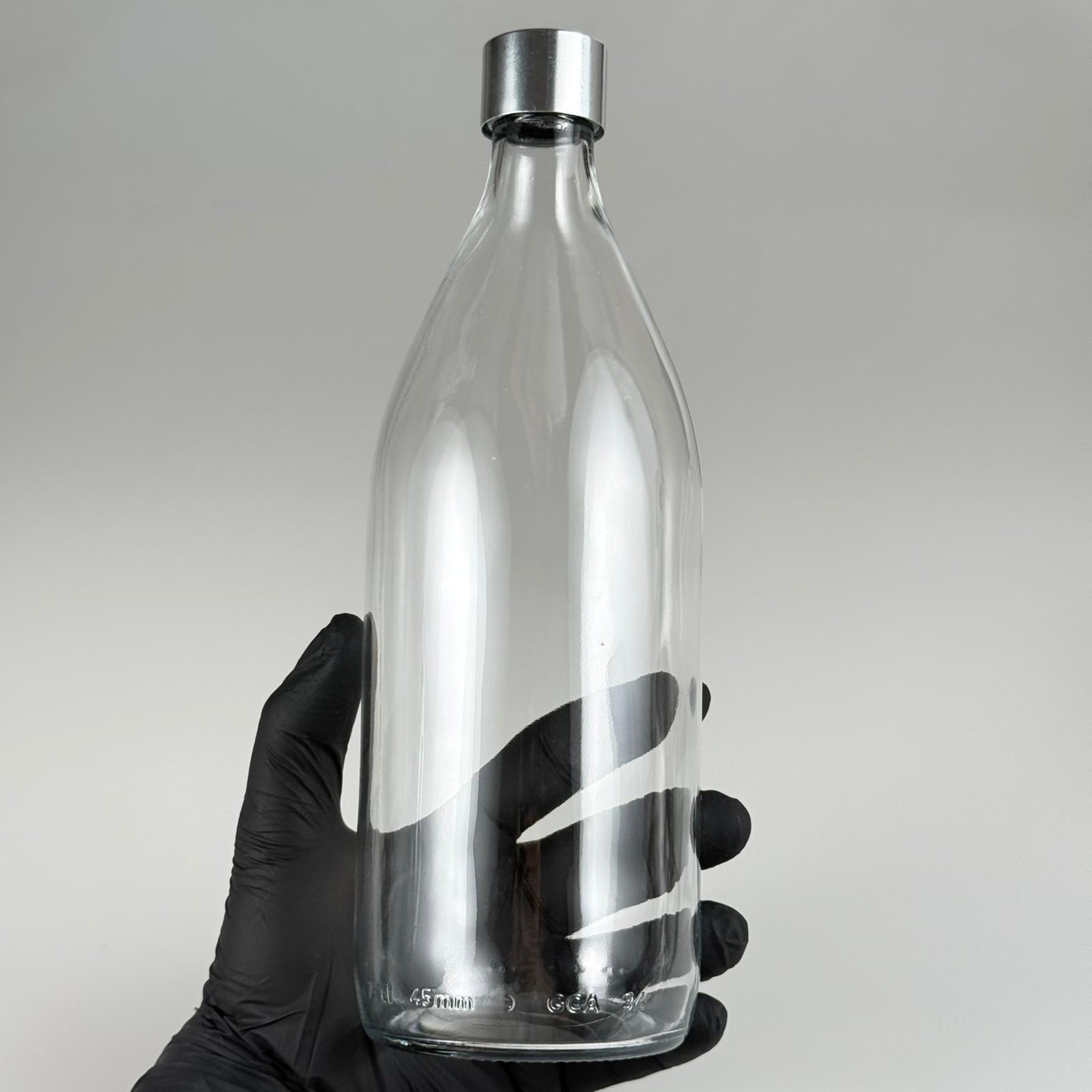 750 CC CAM ŞİŞE + ALÜMİNYUM KAPLAMALI GÜMÜŞ KAPAKLI TAKIM - 750 ML CAM SU ŞİŞESİ
