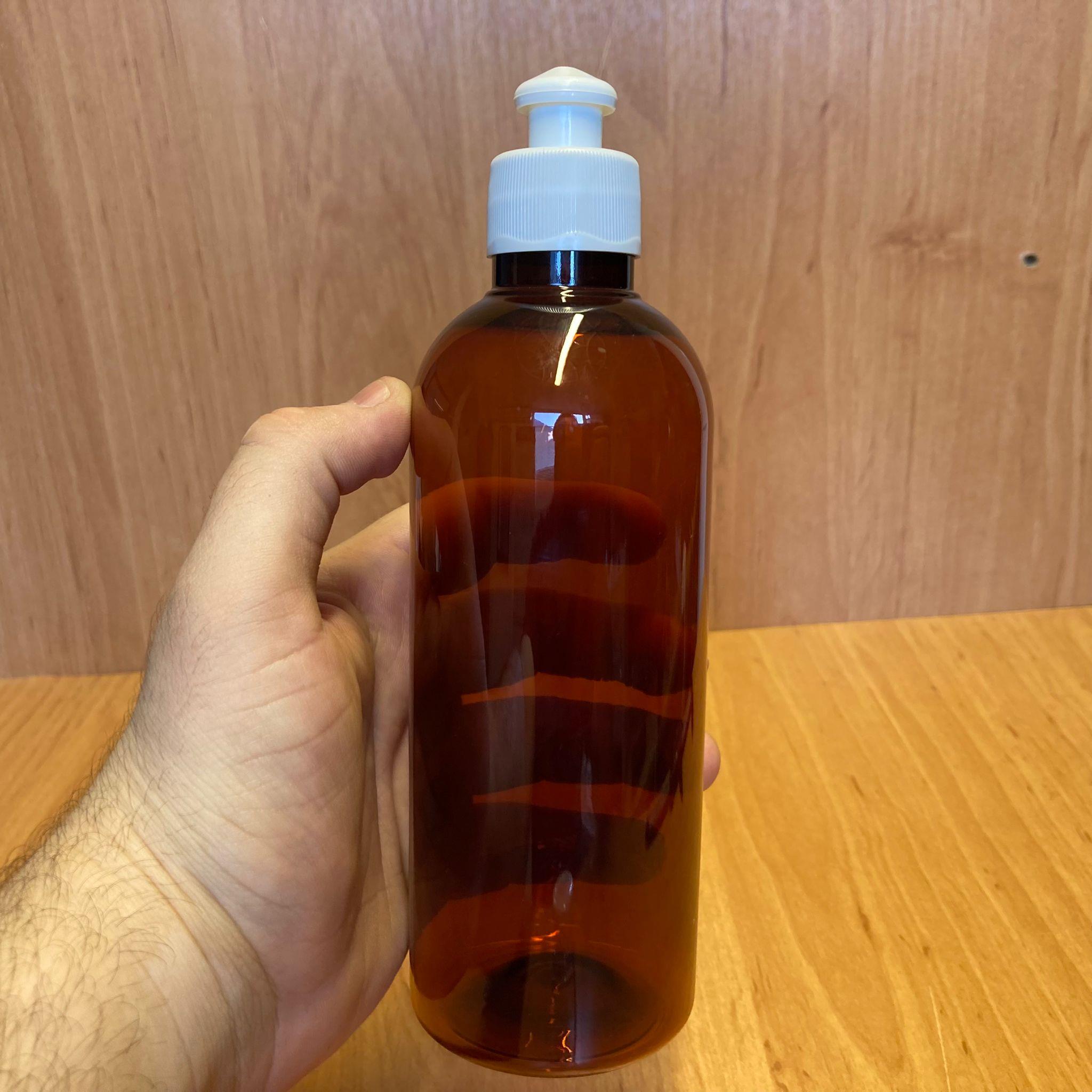 400 CC AMBER PLASTİK ŞAMPUAN ŞİŞESİ - BEYAZ PUSH-PULL KAPAKLI - 400 ML KAHVERENGİ BOŞ PLASTİK ŞİŞE