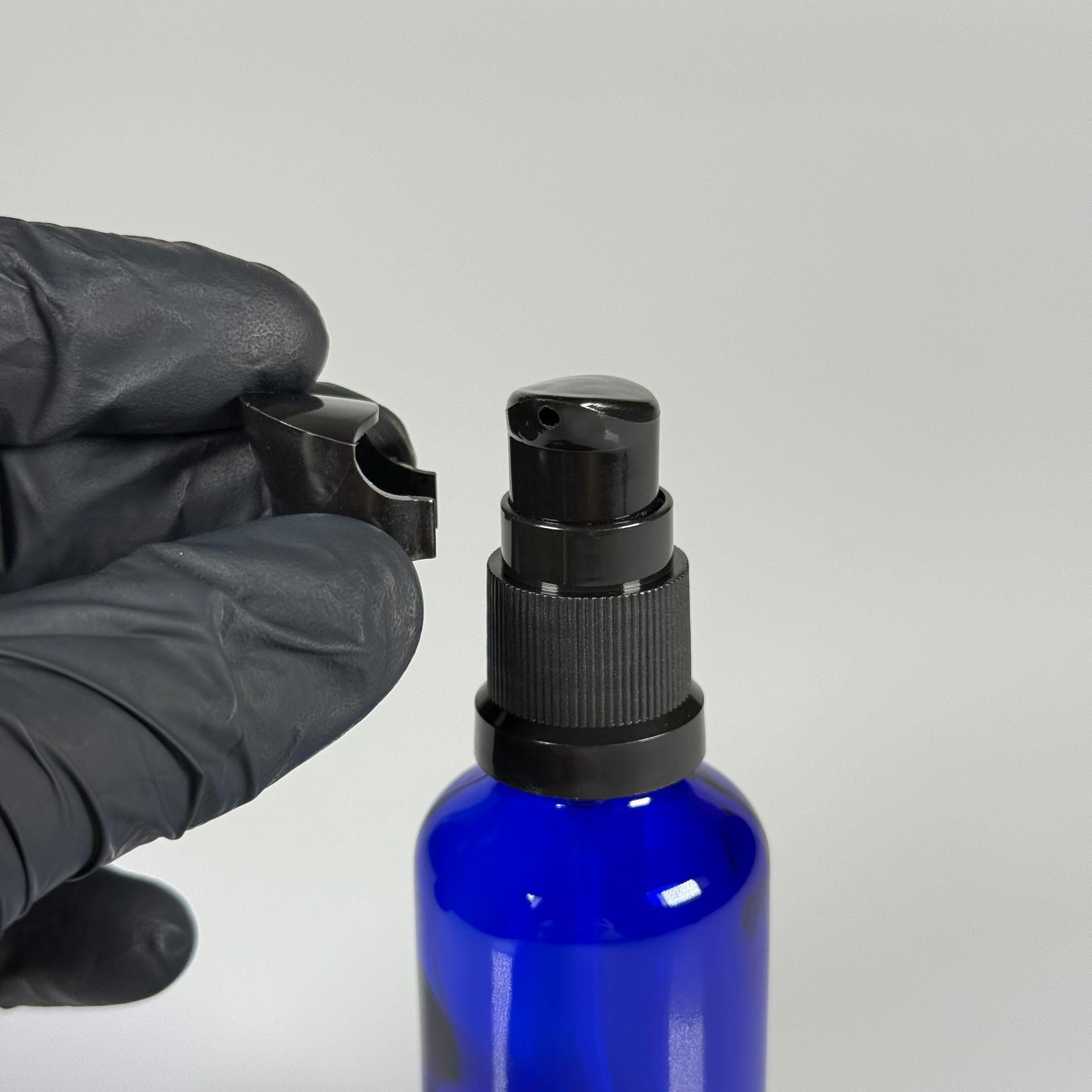 50 CC MAVİ CAM ŞİŞE - SIZDIRMAZ ETEKLİ SİYAH LOSYON POMPALI TAKIM - 50 ML LOSYON ŞİŞESİ - YAĞ, KREM GİBİ YOĞUN KIVAMLI SIVILAR İÇİN CAM AMBALAJ