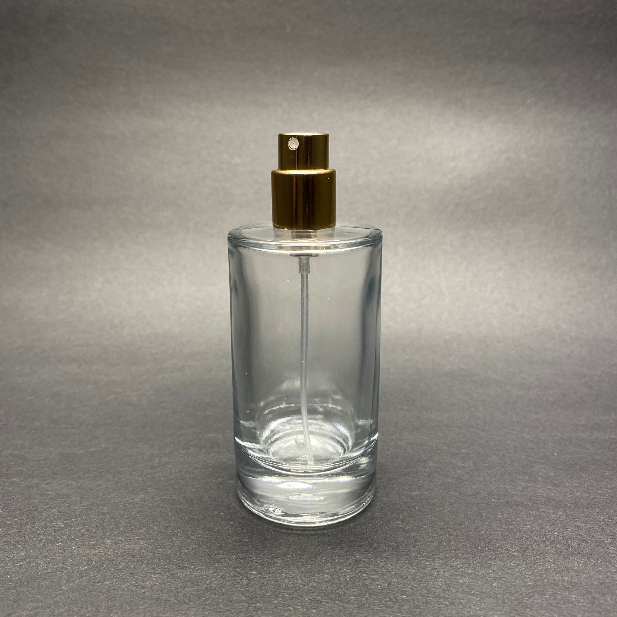 50 ML SİLİNDİR MODEL MARS PARFÜM ŞİŞESİ - GOLD METAL SPREYLİ (AĞIZ 15 MM GEÇME KOLAY KAPAMA)