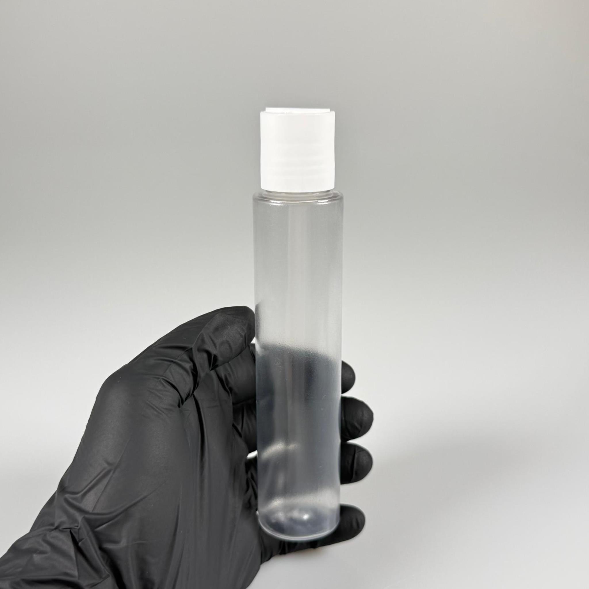 100 CC UZUN SİLİNDİR BUĞULU PET ŞİŞE (24 GR) - BEYAZ DİSKTOP AKITICI ŞAMPUAN KAPAKLI - 100 ML BİBERİYE SUYU, LAVANTA YAĞI, SAÇ SERUM, TONİK VB İÇİN PLASTİK KOZMETİK AMBALAJLARI