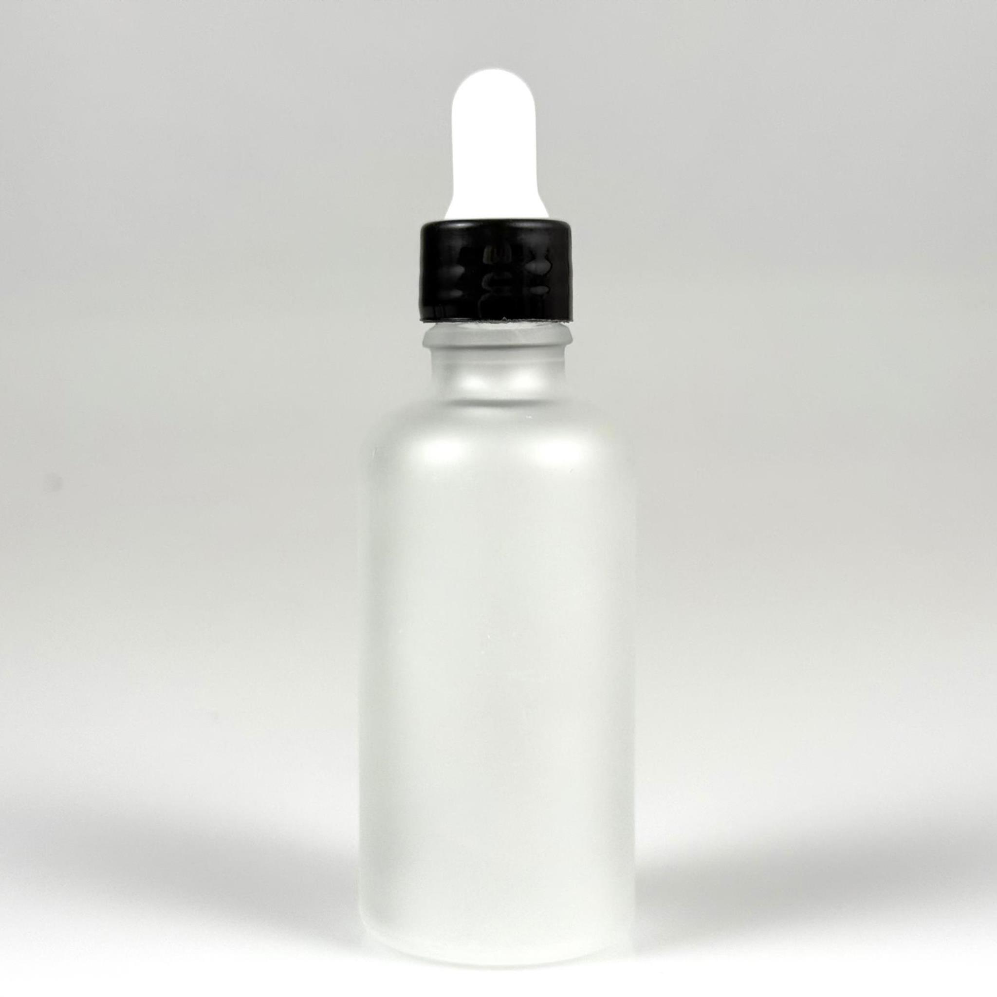 50 CC BUZLU CAM DAMLALIKLI ŞİŞE - BEYAZ EMZİK + SİYAH DÜZ KAPAK + CAM PİPET TAKIM - 50 ML MAT SİYAH DAMLALIKLI ŞİŞE SETİ