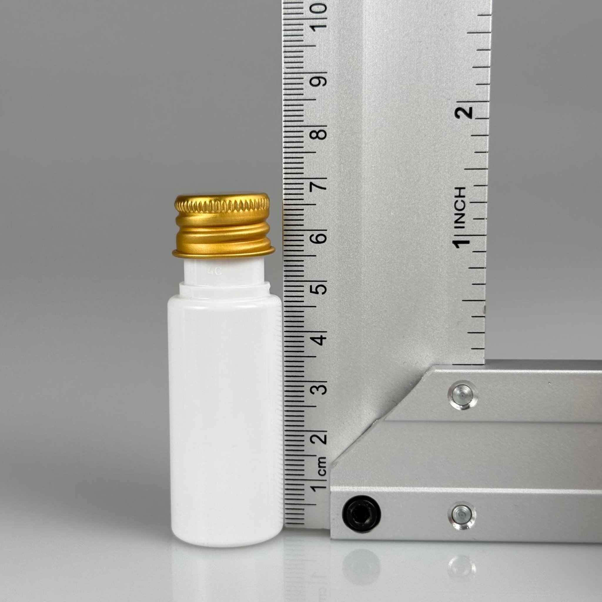 15 CC BEYAZ SİLİNDİR PET ŞİŞE + KÖPÜK CONTALI GOLD ALÜMİNYUM METAL KAPAKLI + KÖR TIPALI TAKIML - 15 ML BEYAZ PET ŞİŞE