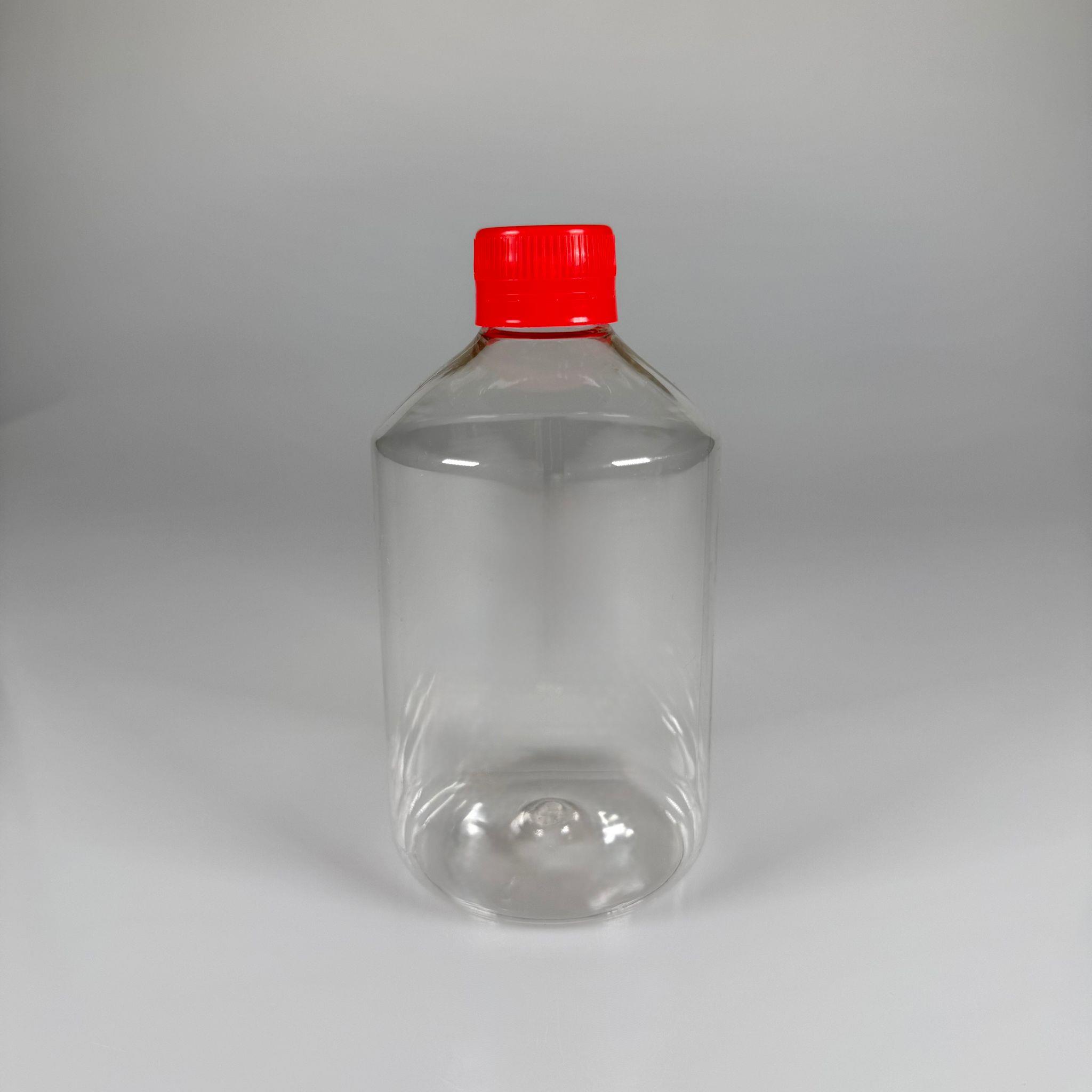 500 CC KÜT BOYUNLU ŞEFFAF PET ŞİŞE  - KIRMIZI KİLİTLİ KAPAKLI - 500 ML KALIN PET ŞİŞE
