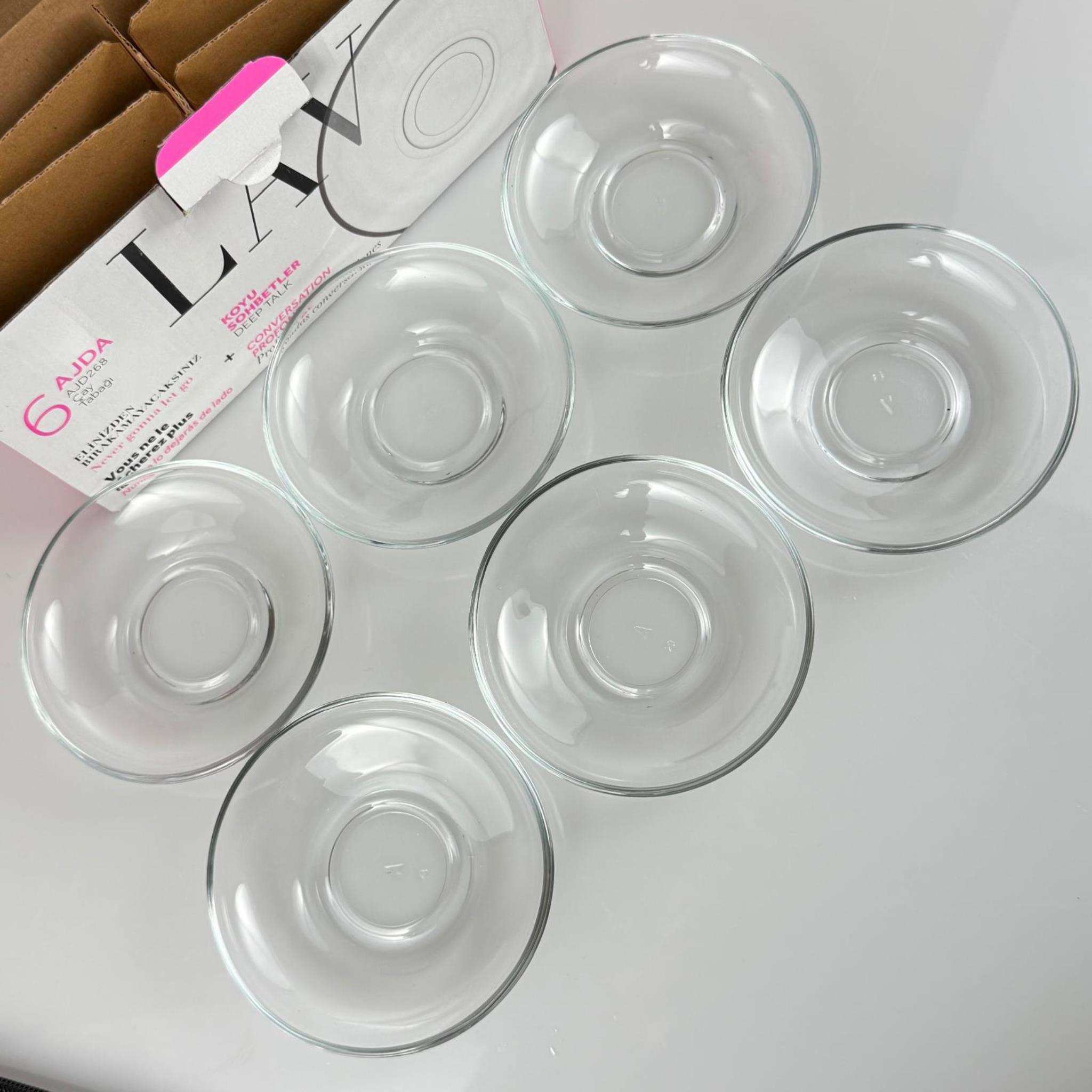 CAM ÇAY TABAK - LAV AJD268F KODLU ÇAY TABAĞI - 6 LI PAKET (AJDA BARDAK İÇİN) - BÜYÜK ÇAY BARDAKLARI İÇİN BÜYÜK ÇAY TABAK